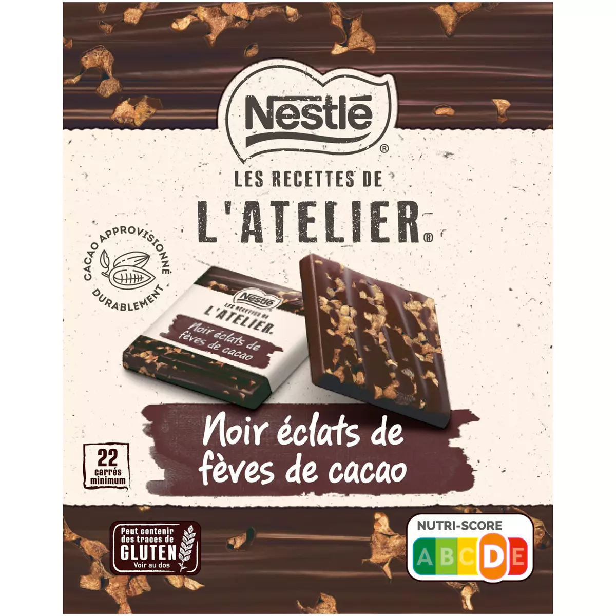 NESTLE Les carrés, mignonnettes de chocolat noir aux éclats de fèves de  cacao 23 pièces 192g pas cher 