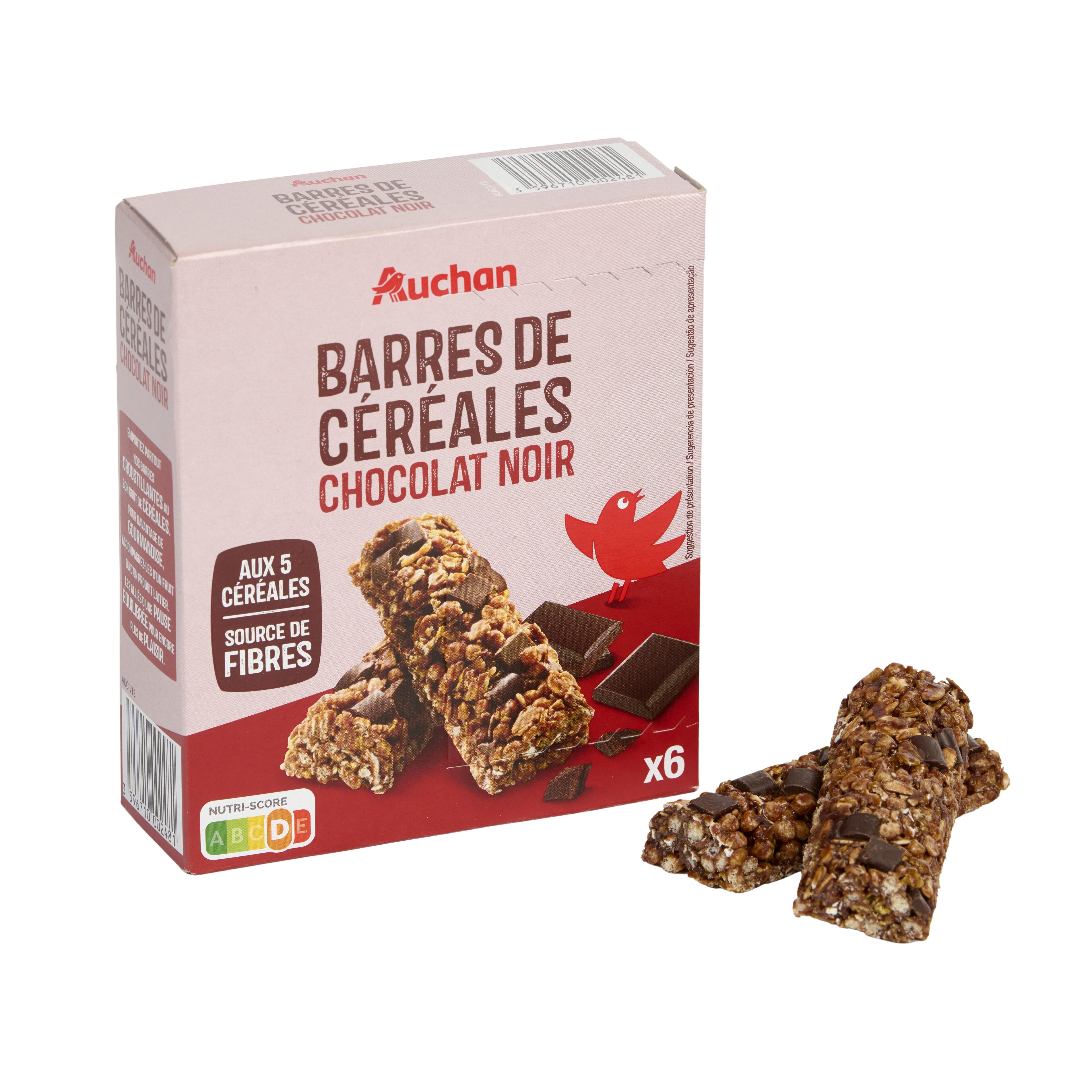 Voir la diapositive 4 : AUCHAN Crousti barres de céréales au chocolat noir 6 barres 126g