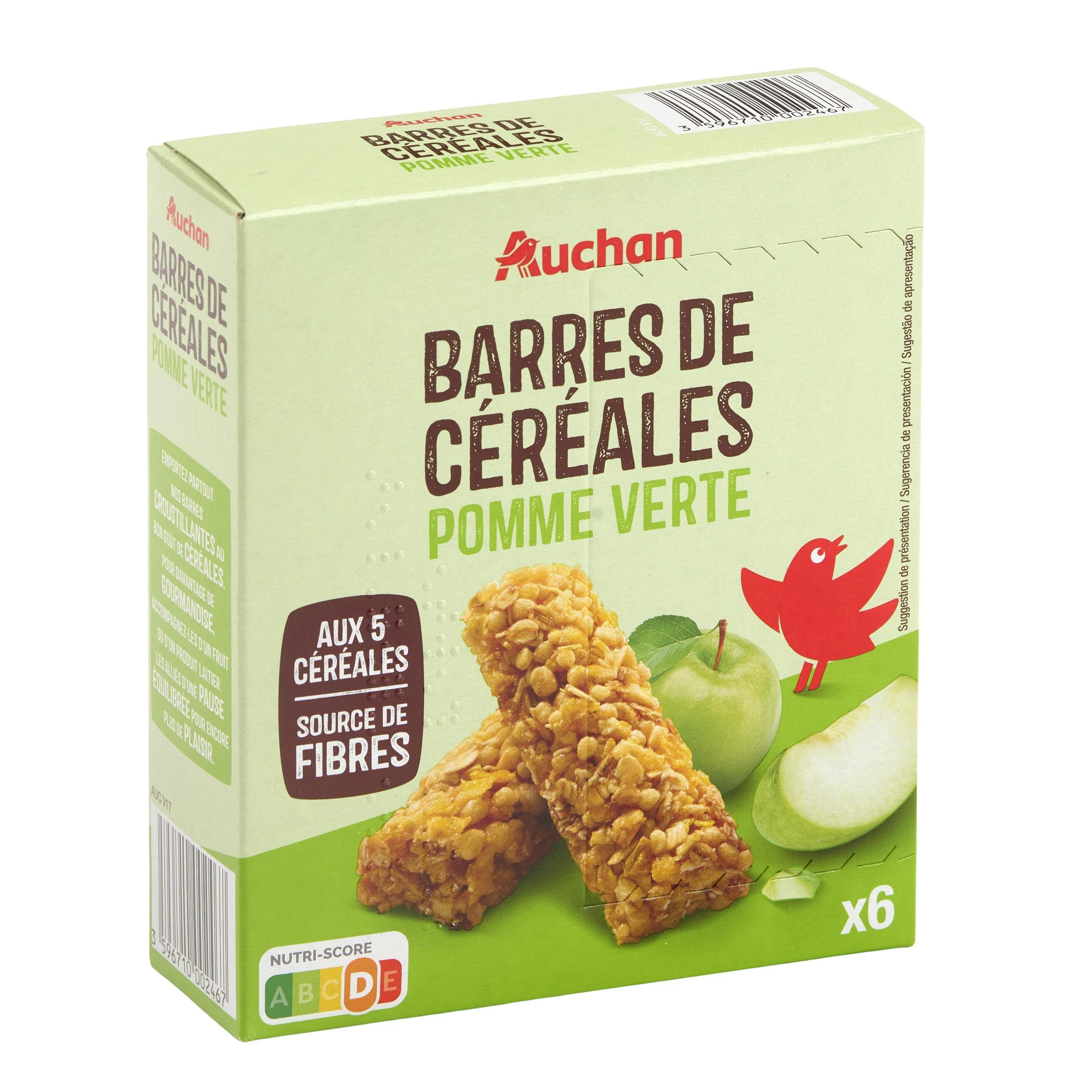 Voir la diapositive 5 : AUCHAN Crousty barres de céréales à la pomme verte 6 barres 126g
