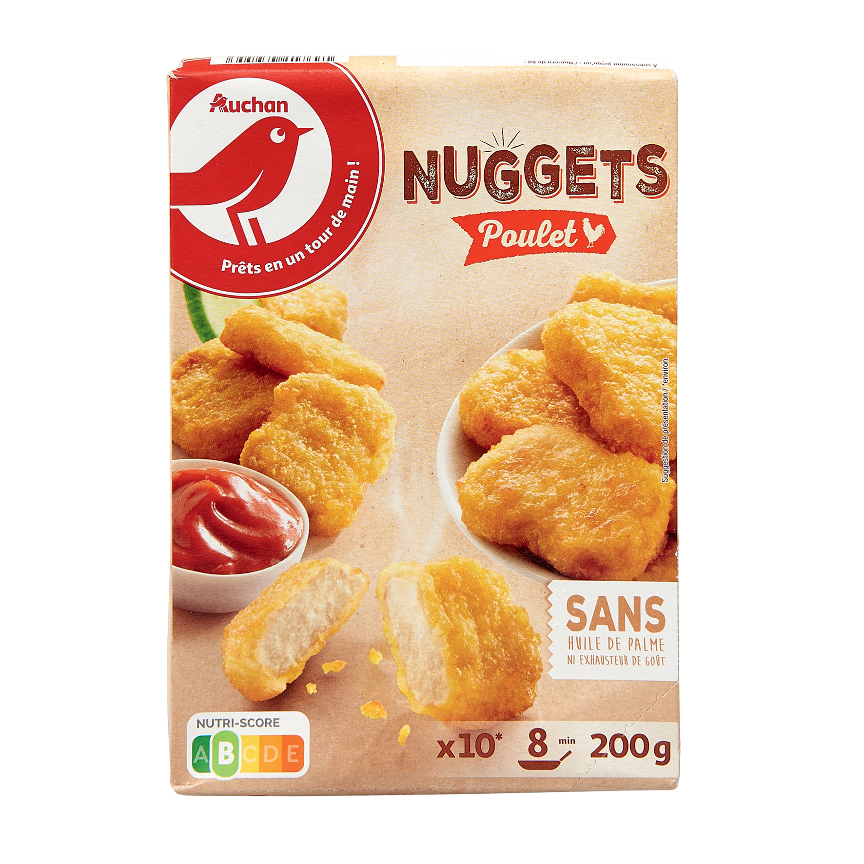 Voir la diapositive 2 : AUCHAN Nuggets de poulet 10 pièces 200g