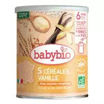 BABYBIO 5 Céréales vanille avec riz blé avoine seigle et quinoa bio en poudre dès 6 mois 220g