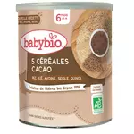 BABYBIO 5 Céréales cacao riz blé avoine seigle quinoa bio en poudre dès 6 mois 220g