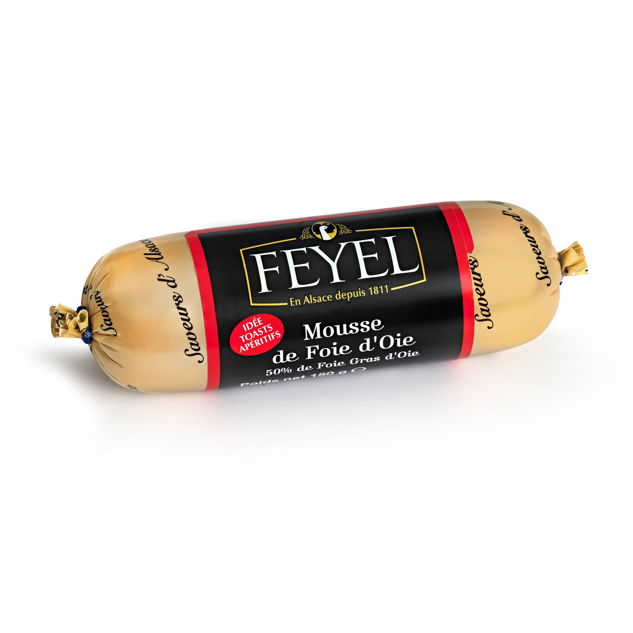 FEYEL Mousse de foie d'oie avec 50% foie gras d'oie bûchette 150g