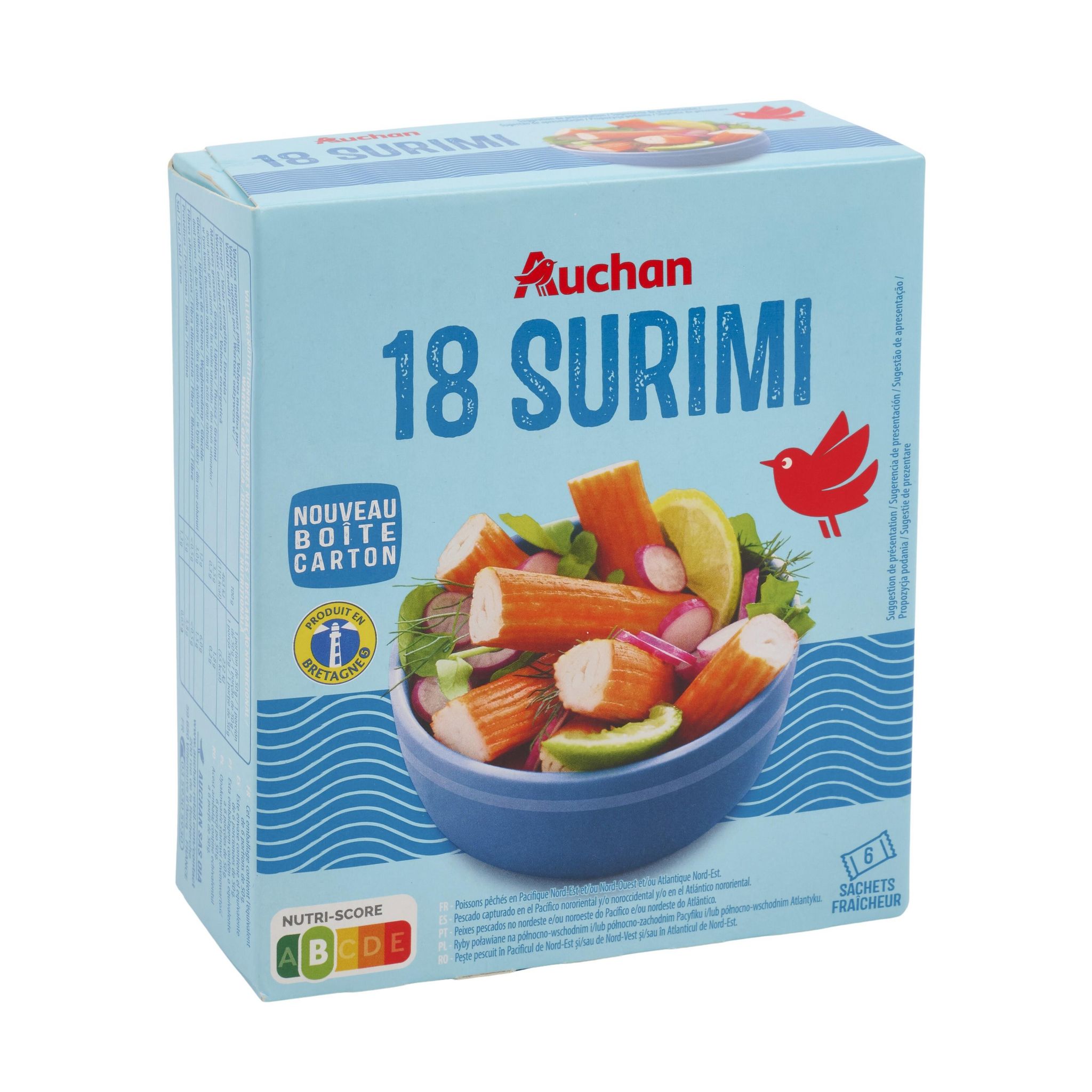 Voir la diapositive 4 : AUCHAN Bâtons de surimi 18 pièces 300g