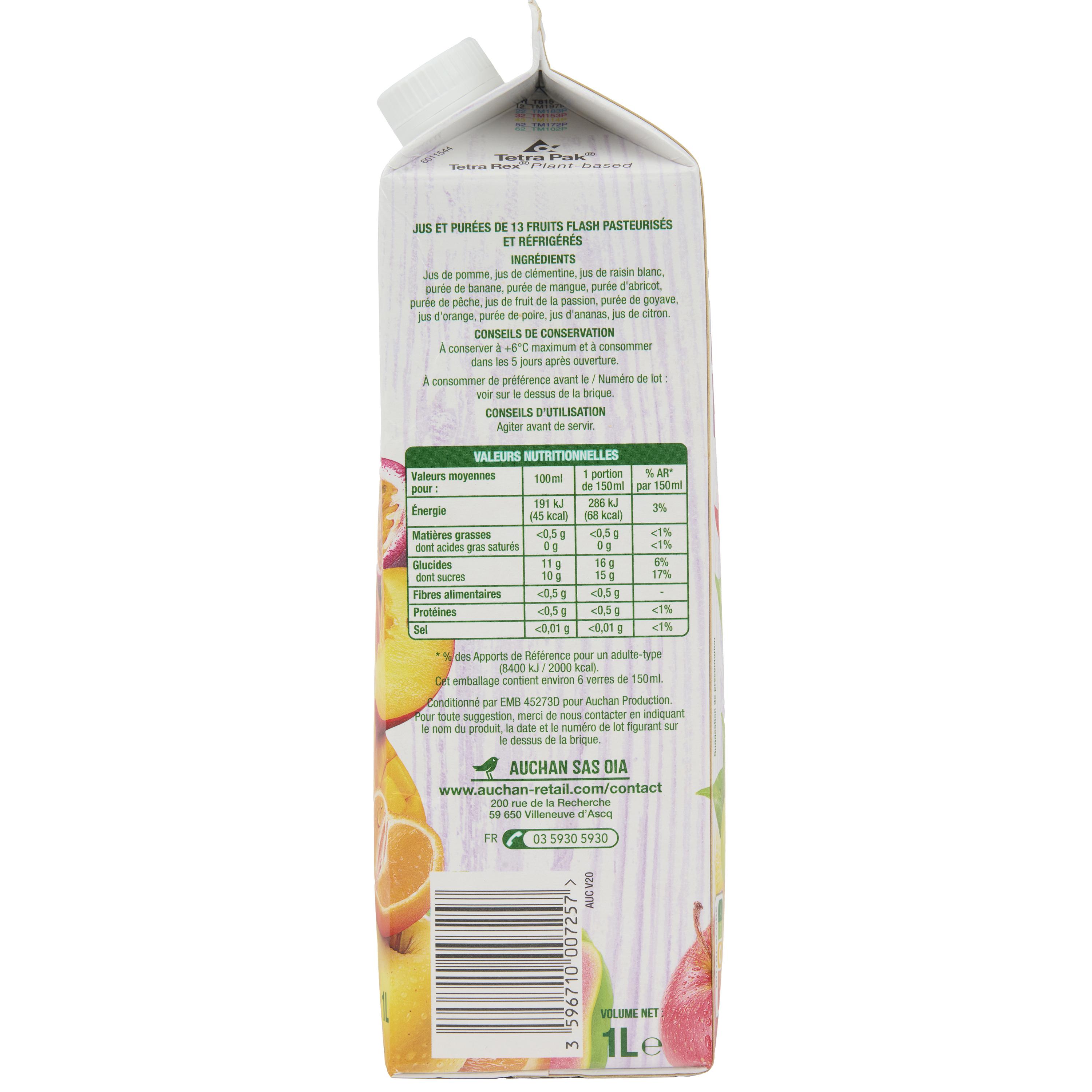 Voir la diapositive 4 : AUCHAN Jus multifruits 1L