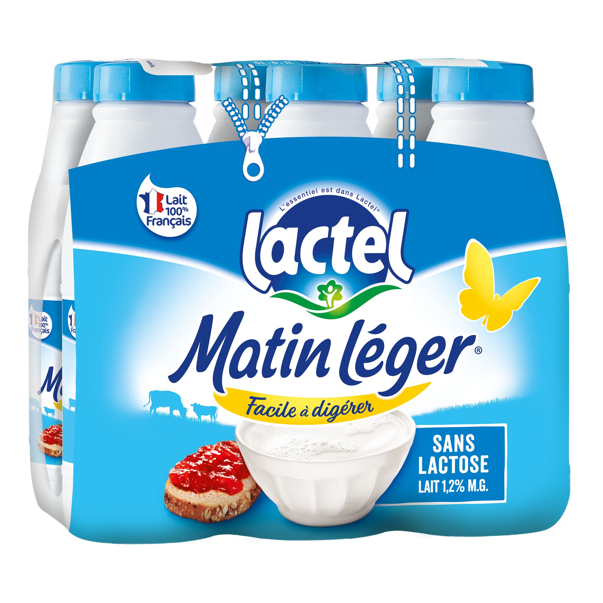 Voir la diapositive 2 : LACTEL Matin léger Lait facile à digérer sans lactose 6x1L