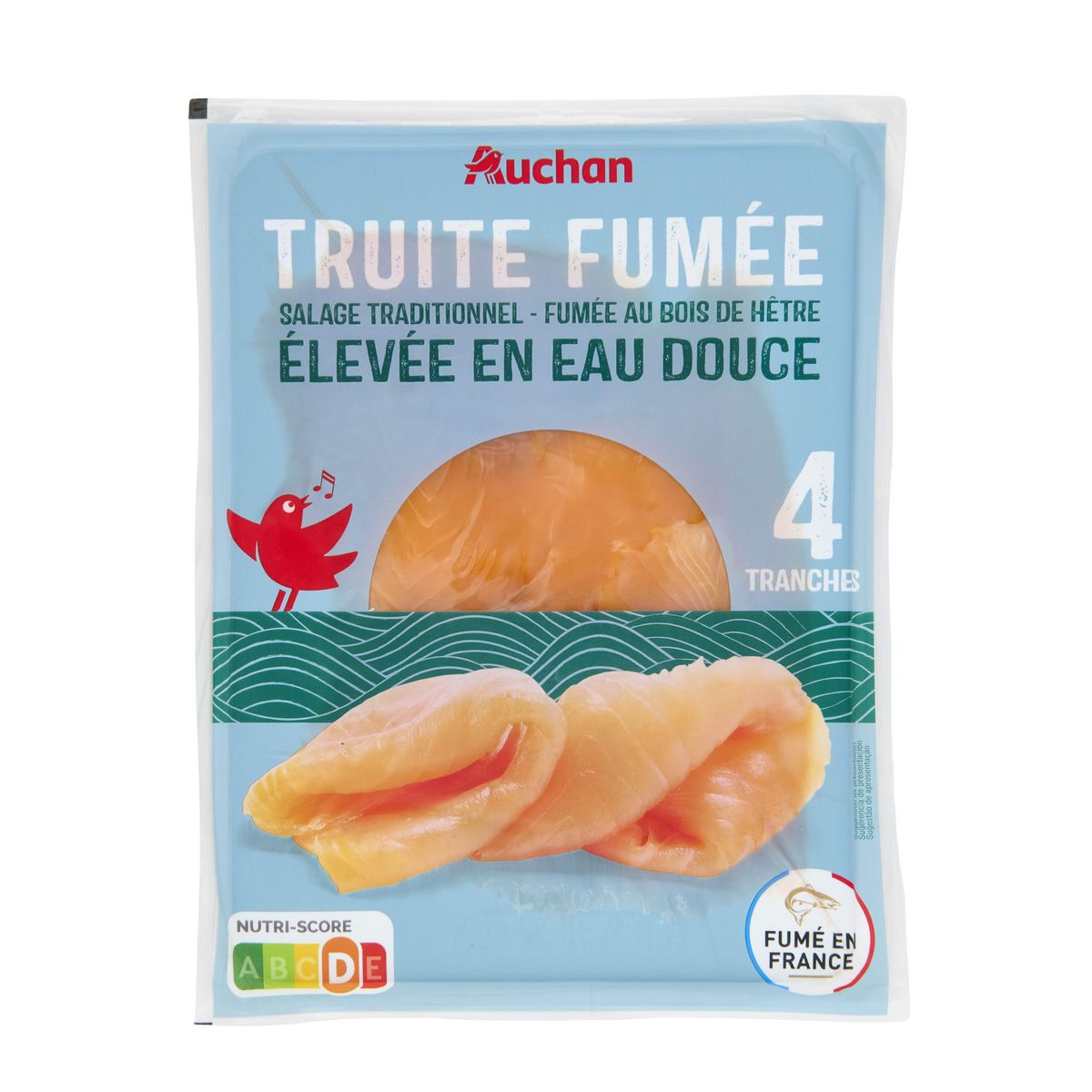 AUCHAN Truite fumée 4 tranches 100g
