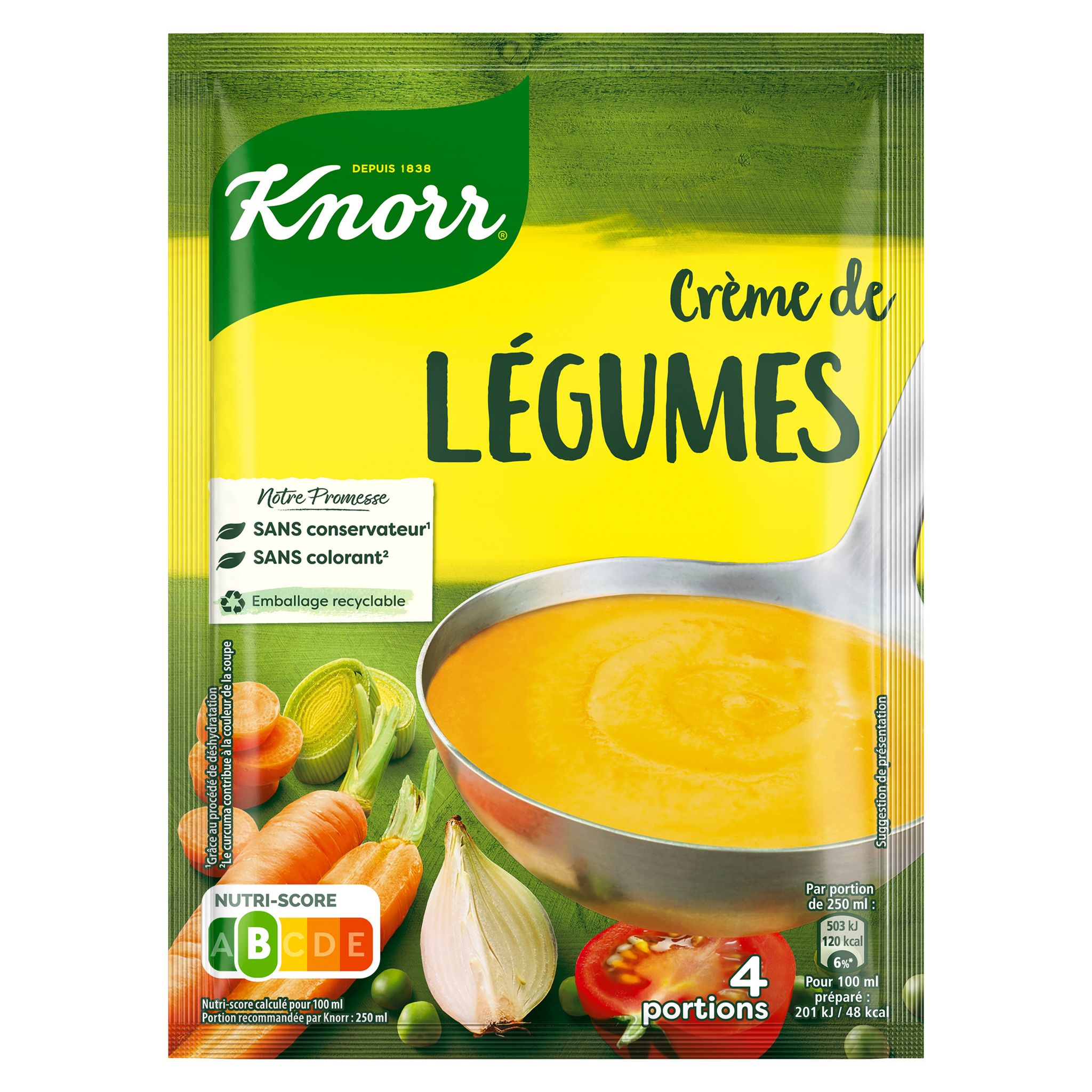 Voir la diapositive 2 : KNORR Soupe déshydraté crème de légumes 4 parts 112g