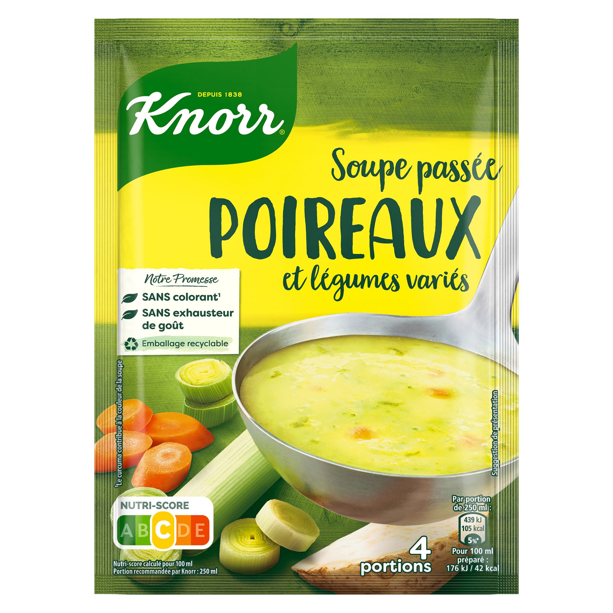 Voir la diapositive 2 : KNORR Soupe déshydratée passée légumes poireaux 4 portions 1l
