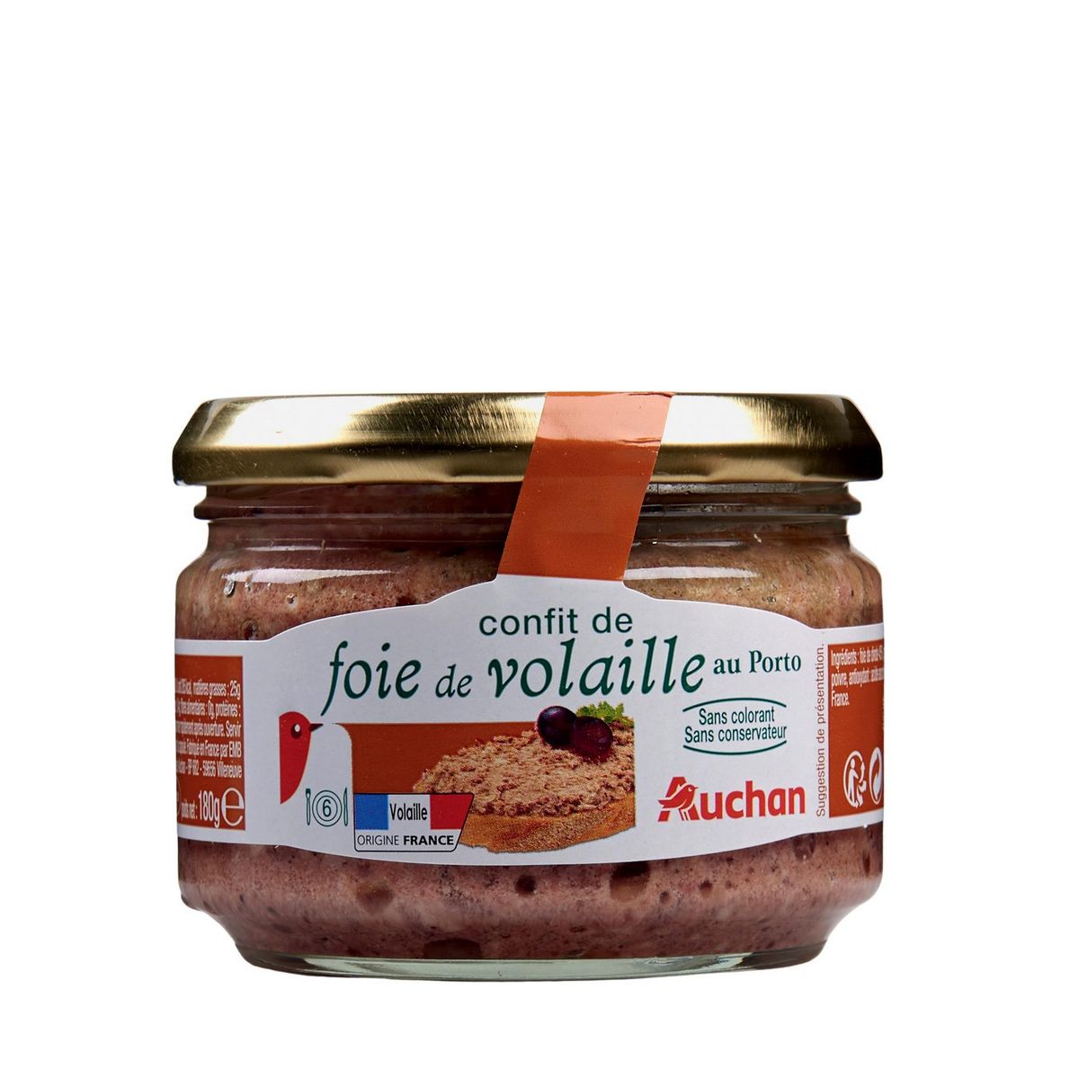 AUCHAN Confit de foie de volaille au Porto 180g
