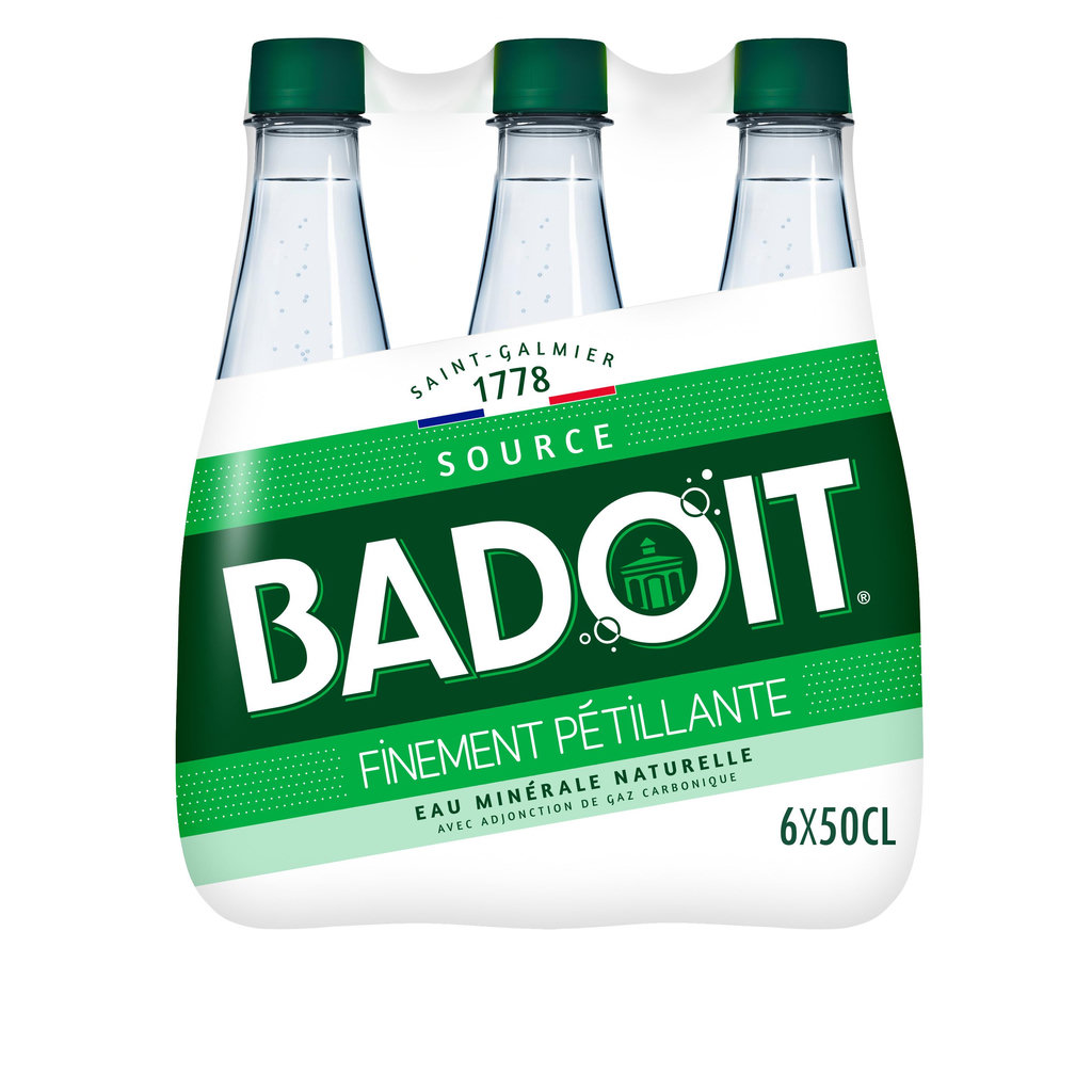 BADOIT Eau gazeuse minérale verte finement pétillante bouteilles 6x50cl