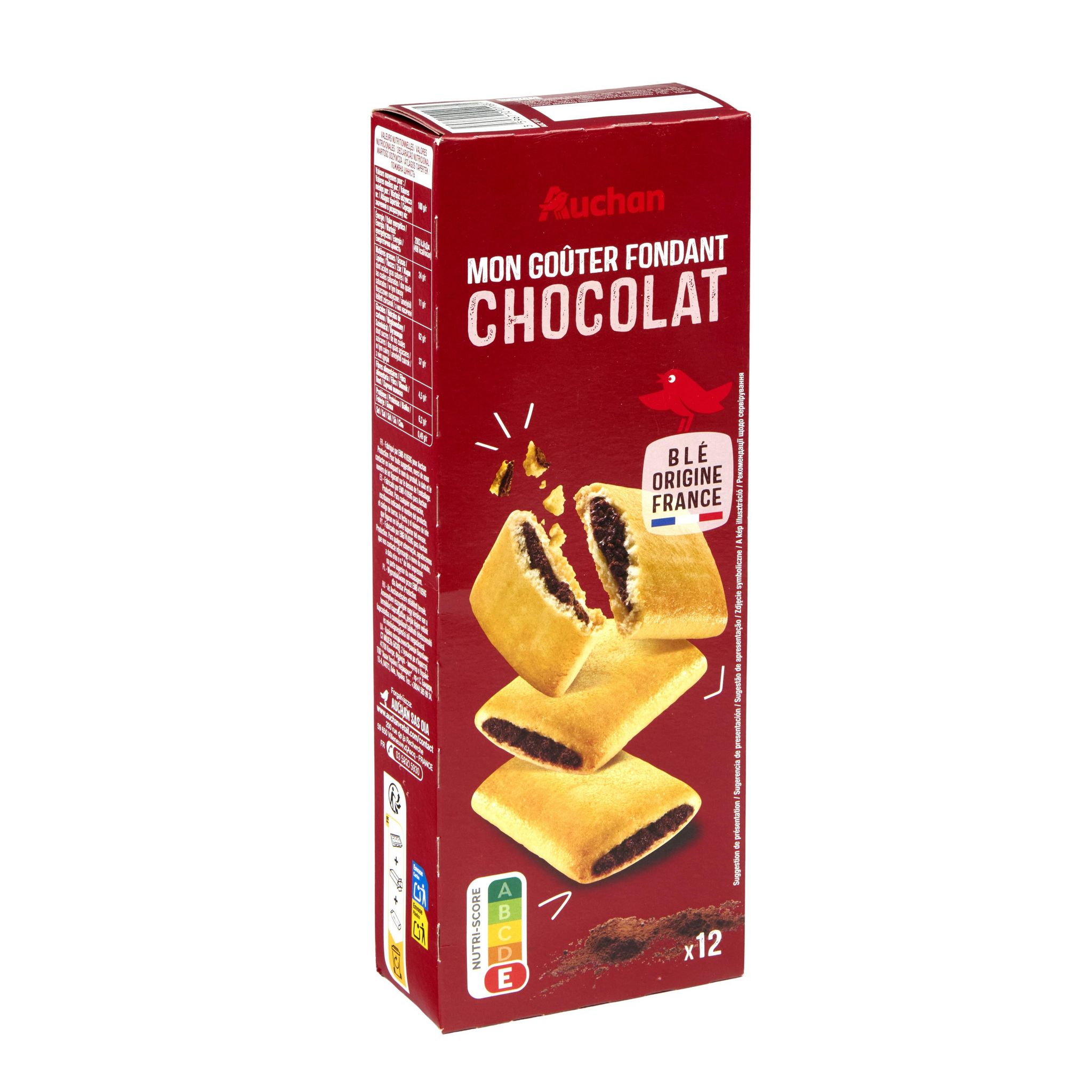 Voir la diapositive 5 : AUCHAN Mon Goûter fondants fourrés au chocolat 12 biscuits 225g
