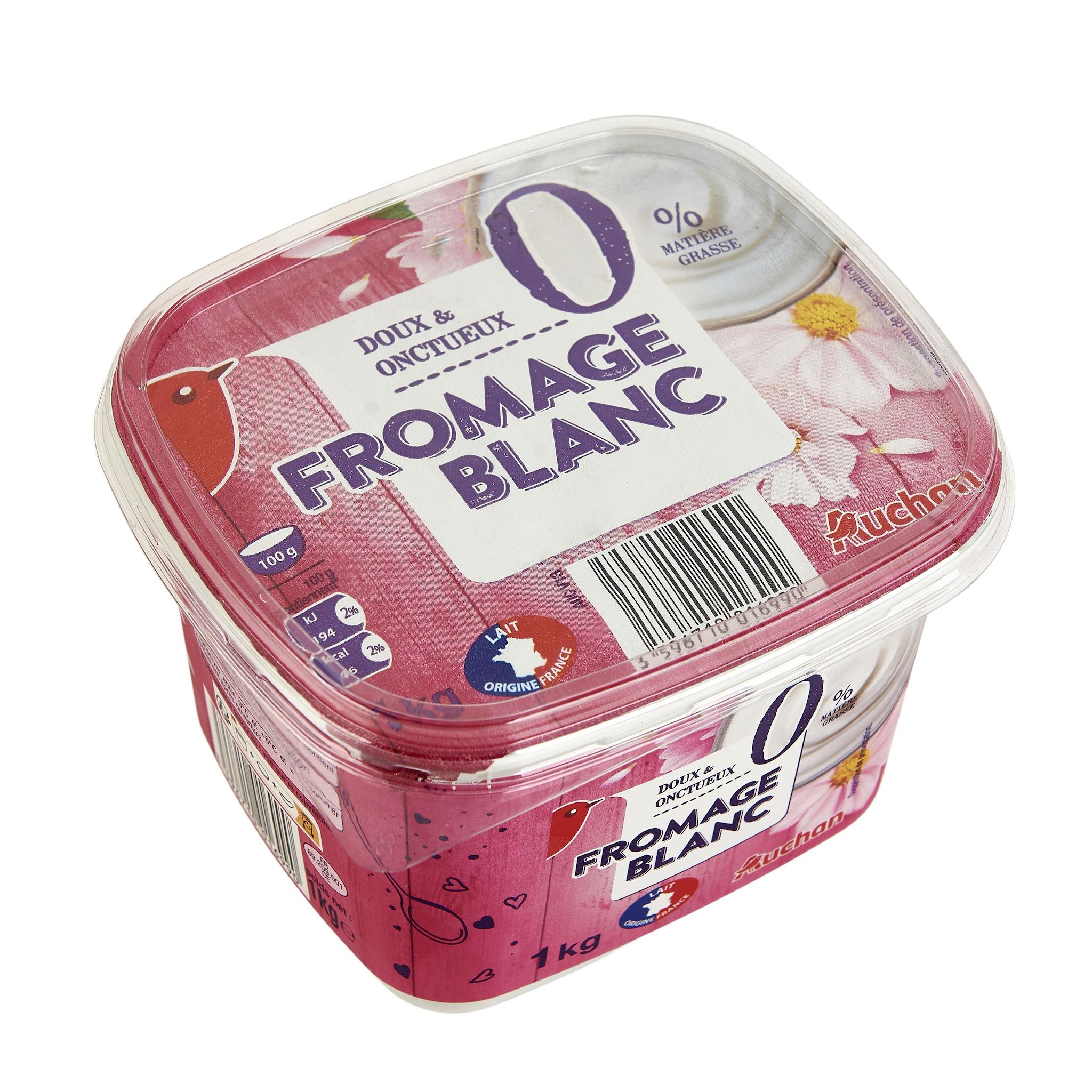 Voir la diapositive 3 : AUCHAN Fromage blanc 0% MG 1kg