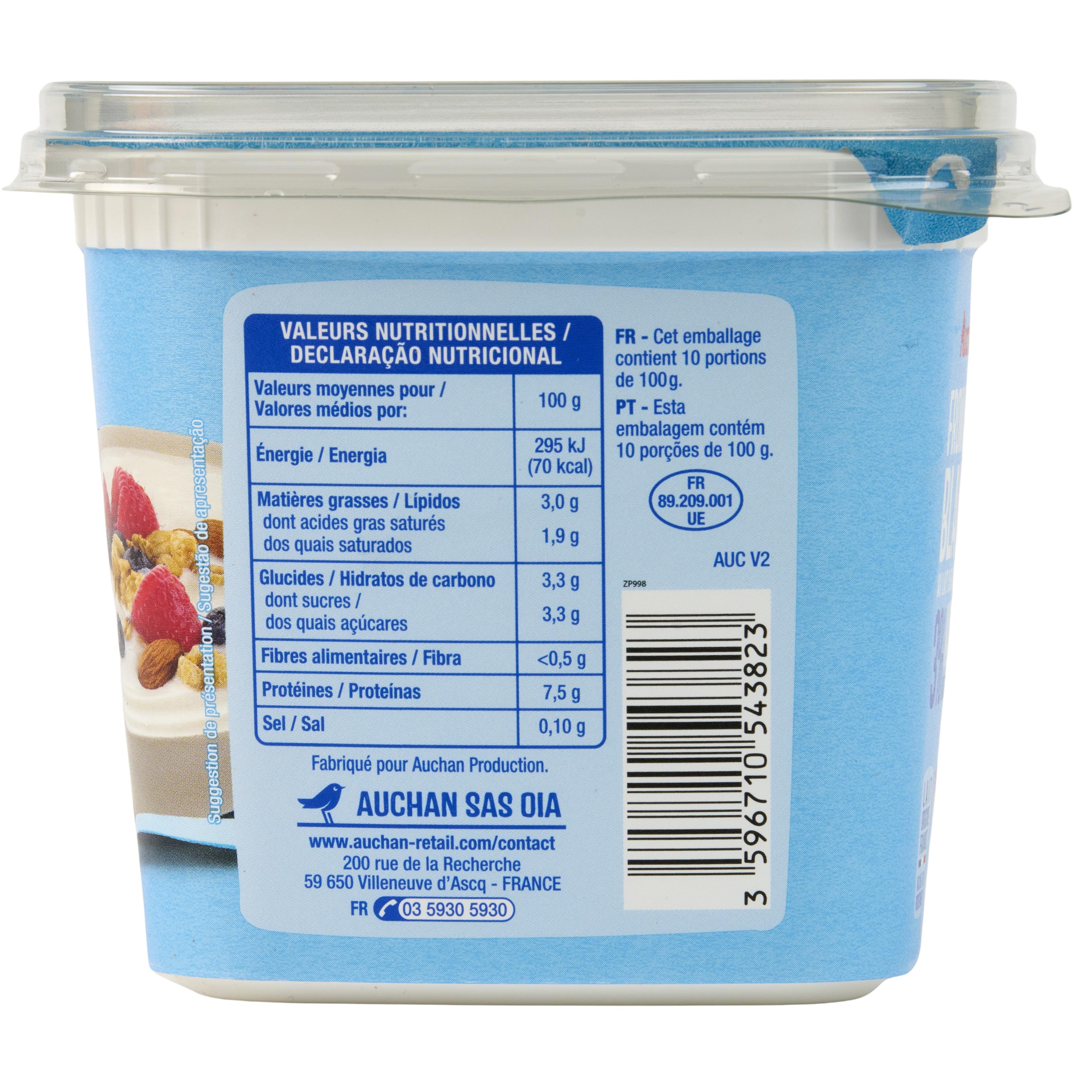 Voir la diapositive 4 : AUCHAN Fromage blanc 3,2% MG 1kg