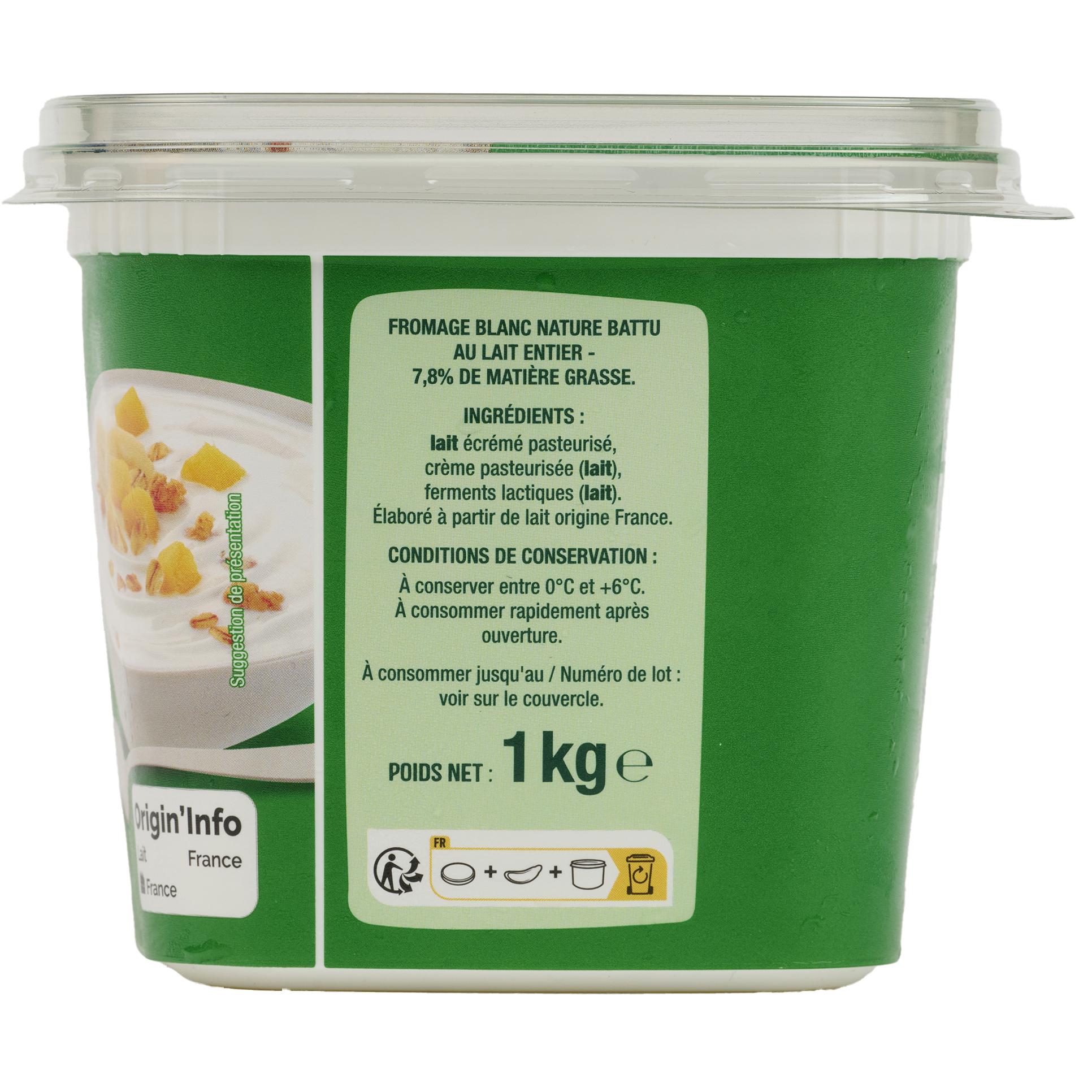 Voir la diapositive 4 : AUCHAN Fromage blanc 7,8% MG 1kg