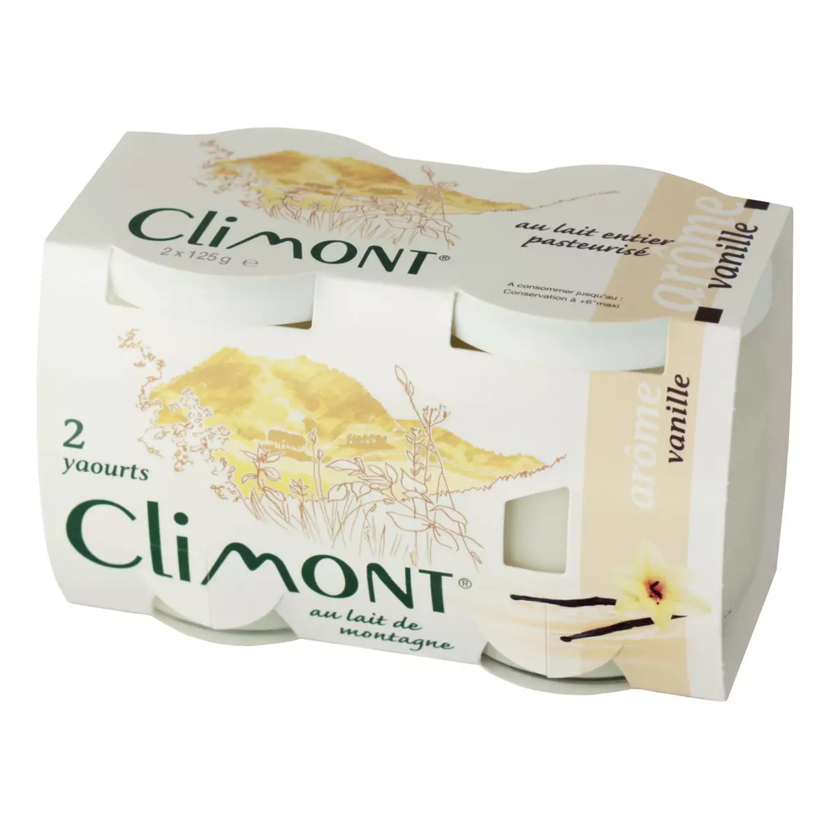 CLIMONT Yaourt arômatisé à la vanille 2x125g 2x125g