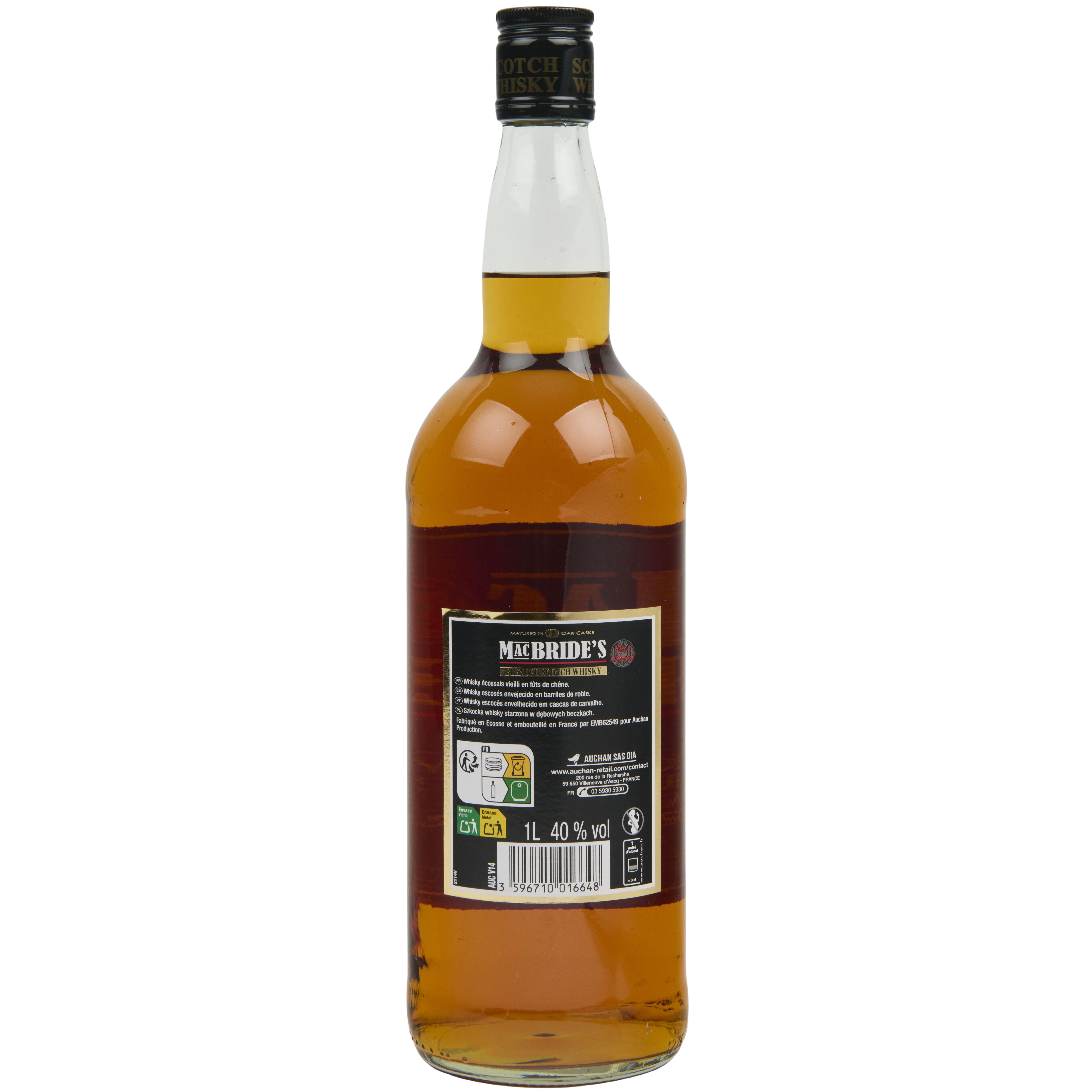 Voir la diapositive 2 : MAC BRIDE'S Scotch whisky écossais blended malt 40% 1l