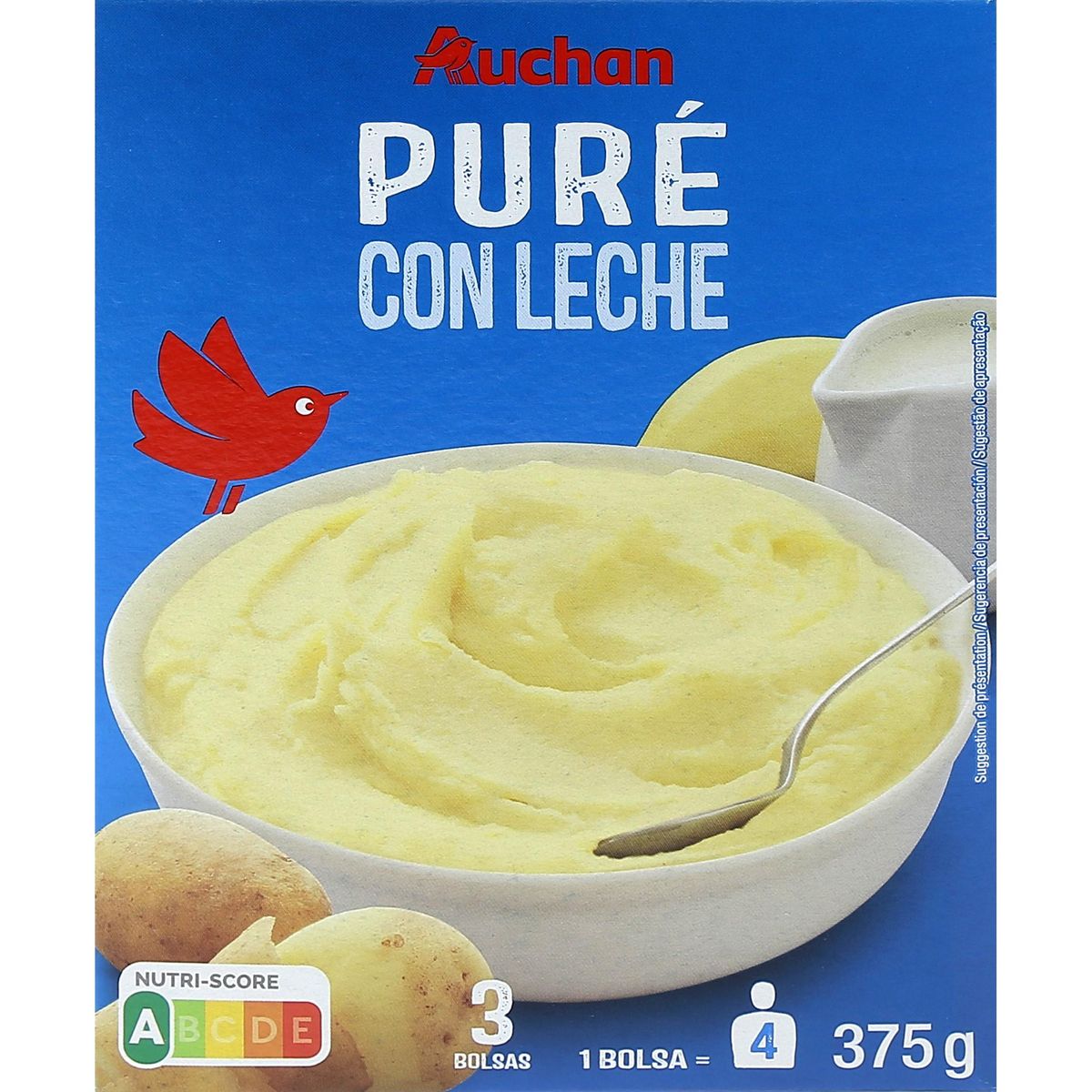 AUCHAN Purée au lait 3 sachets 375g