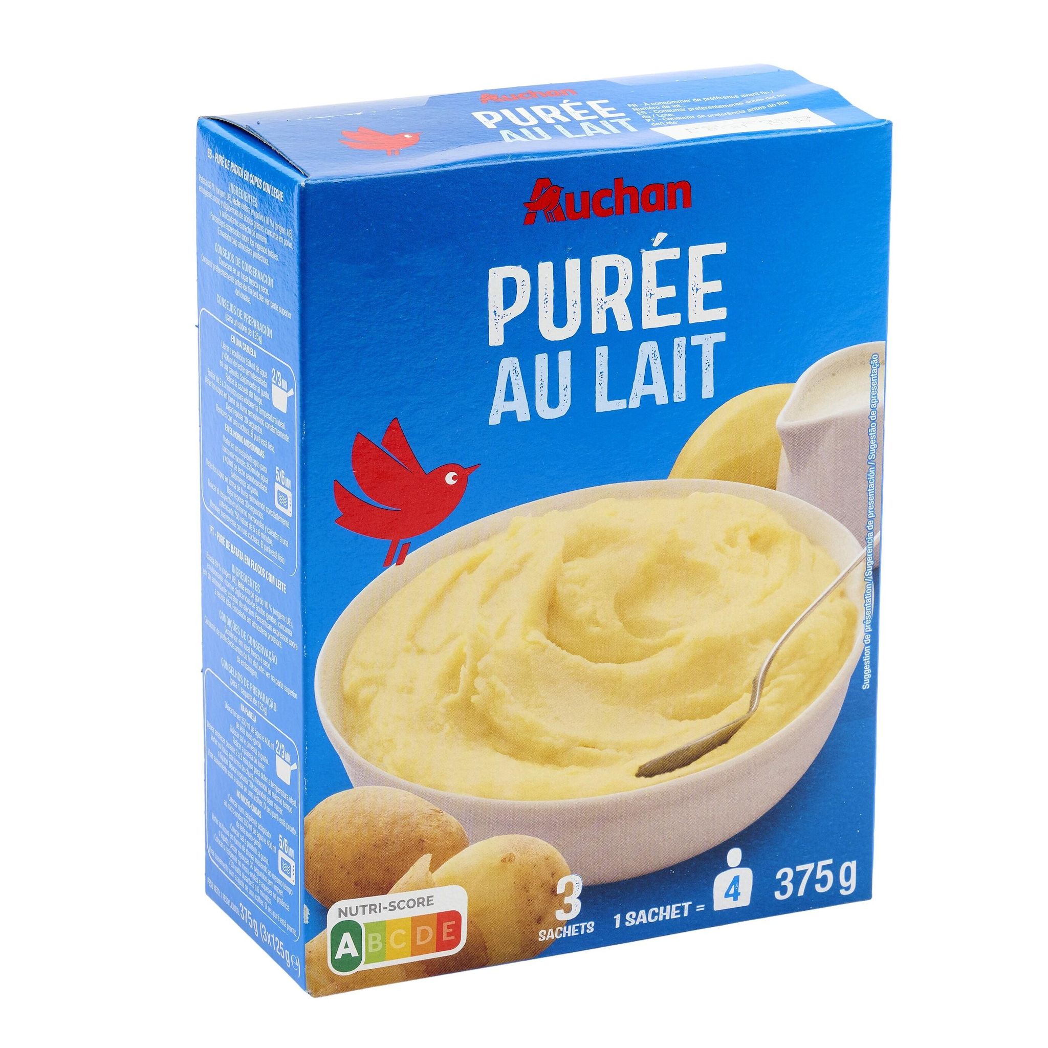 Voir la diapositive 5 : AUCHAN Purée au lait 3 sachets 375g