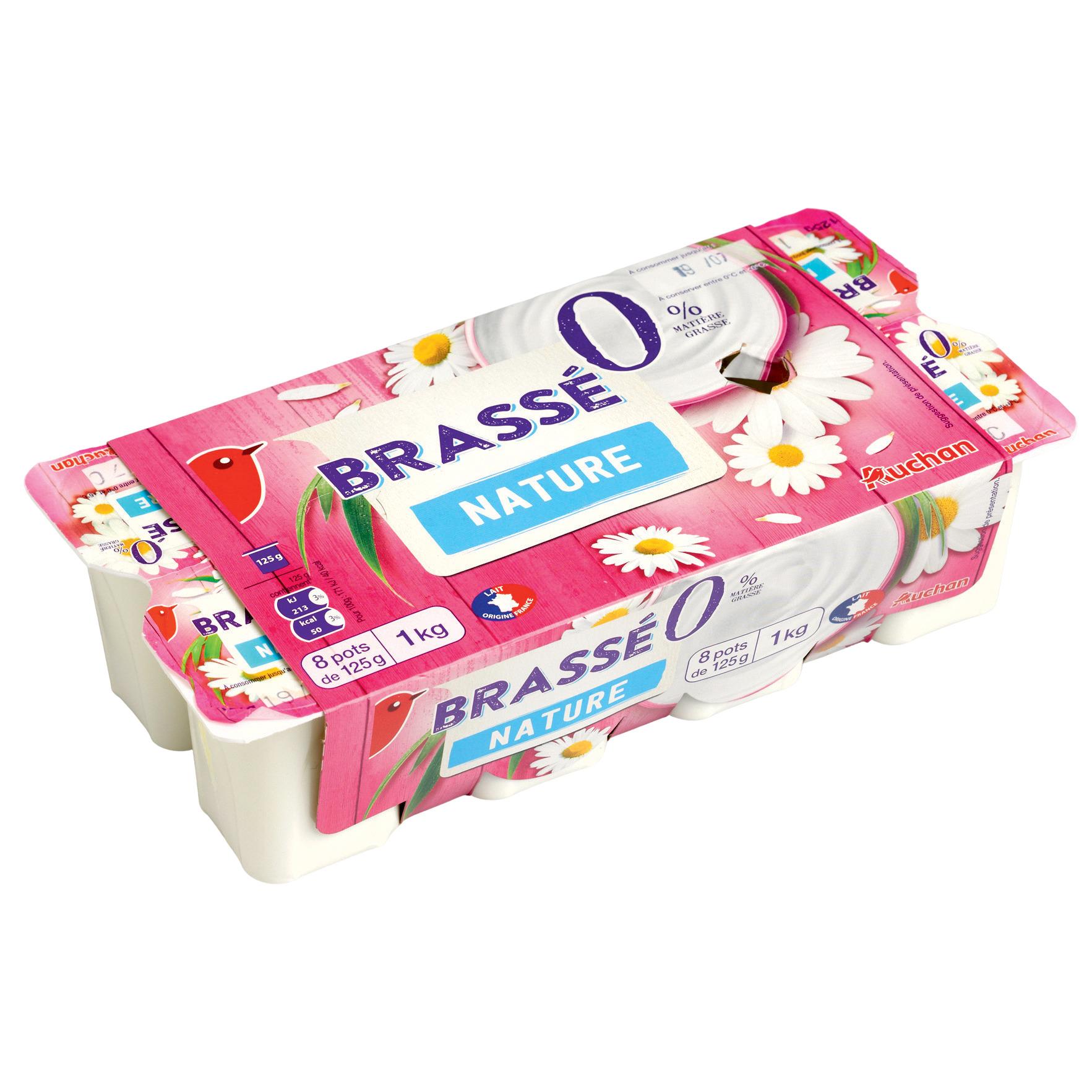 Voir la diapositive 2 : AUCHAN Yaourt brassé nature 0% 8x125g