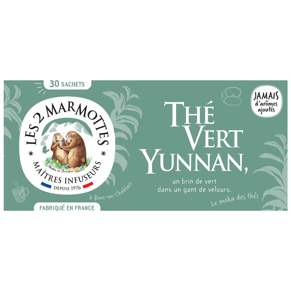 LES 2 MARMOTTES Thé vert Yunnam 30 sachets 58g