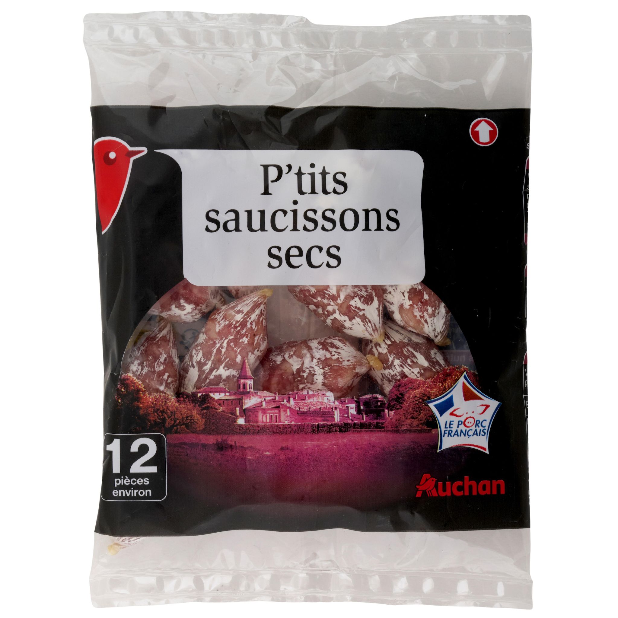 Voir la diapositive 2 : AUCHAN P'tits saucissons secs 12 pièces 75g