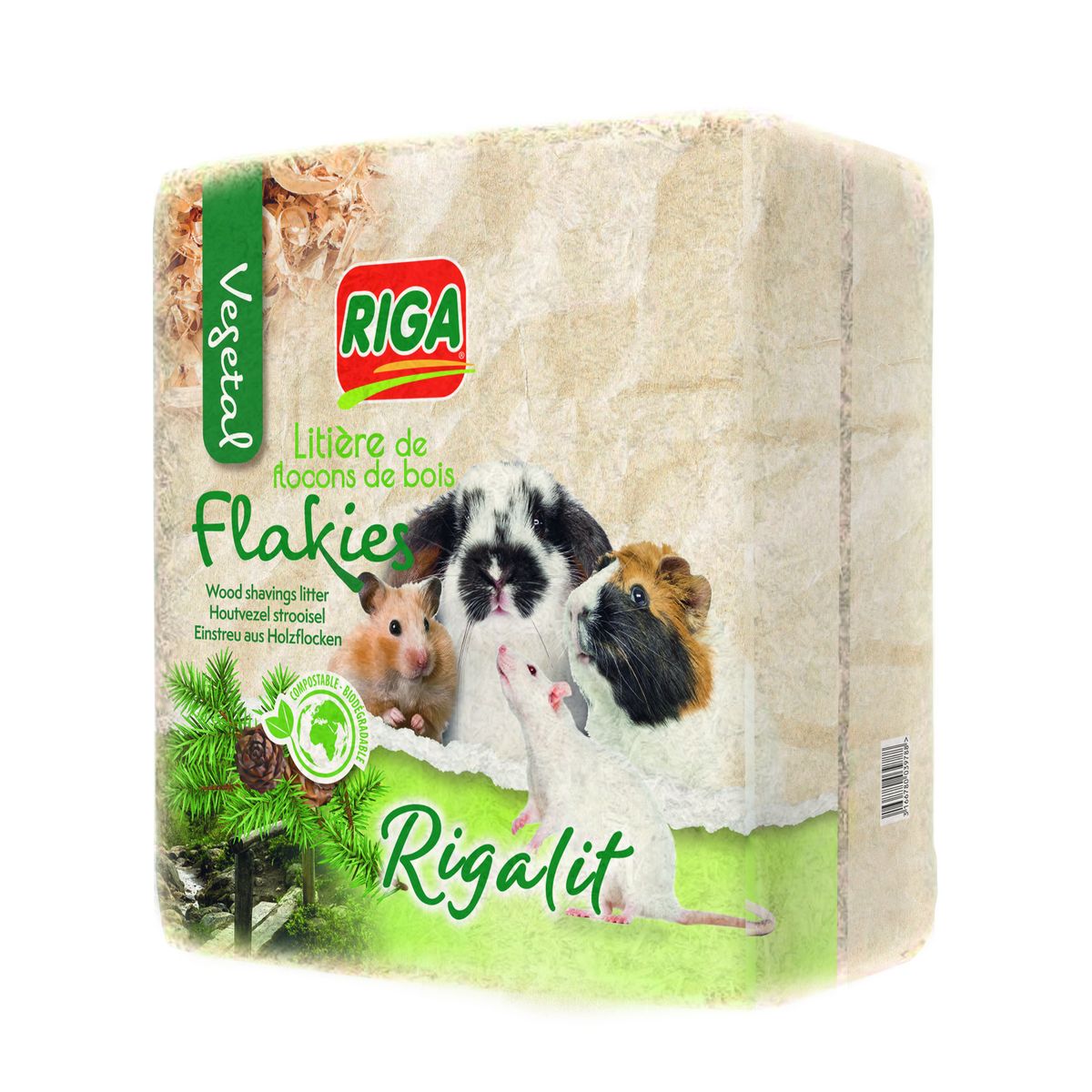 RIGA Woodies litière copeaux de bois pour rongeurs 4kg
