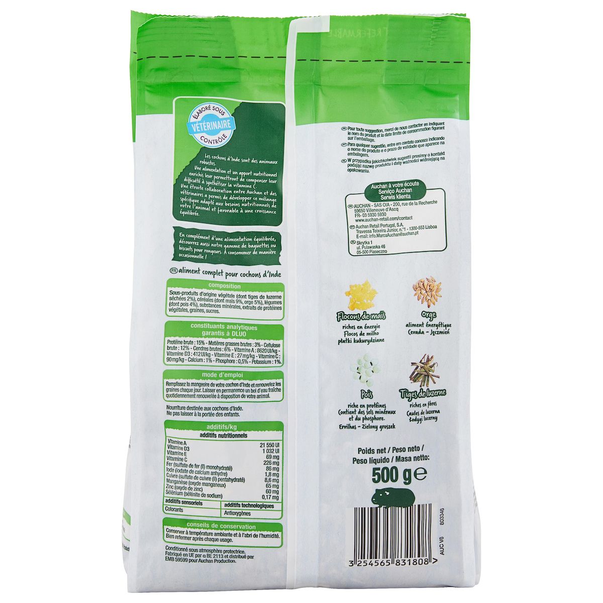 AUCHAN Repas complet pour cochons d'Inde 500g