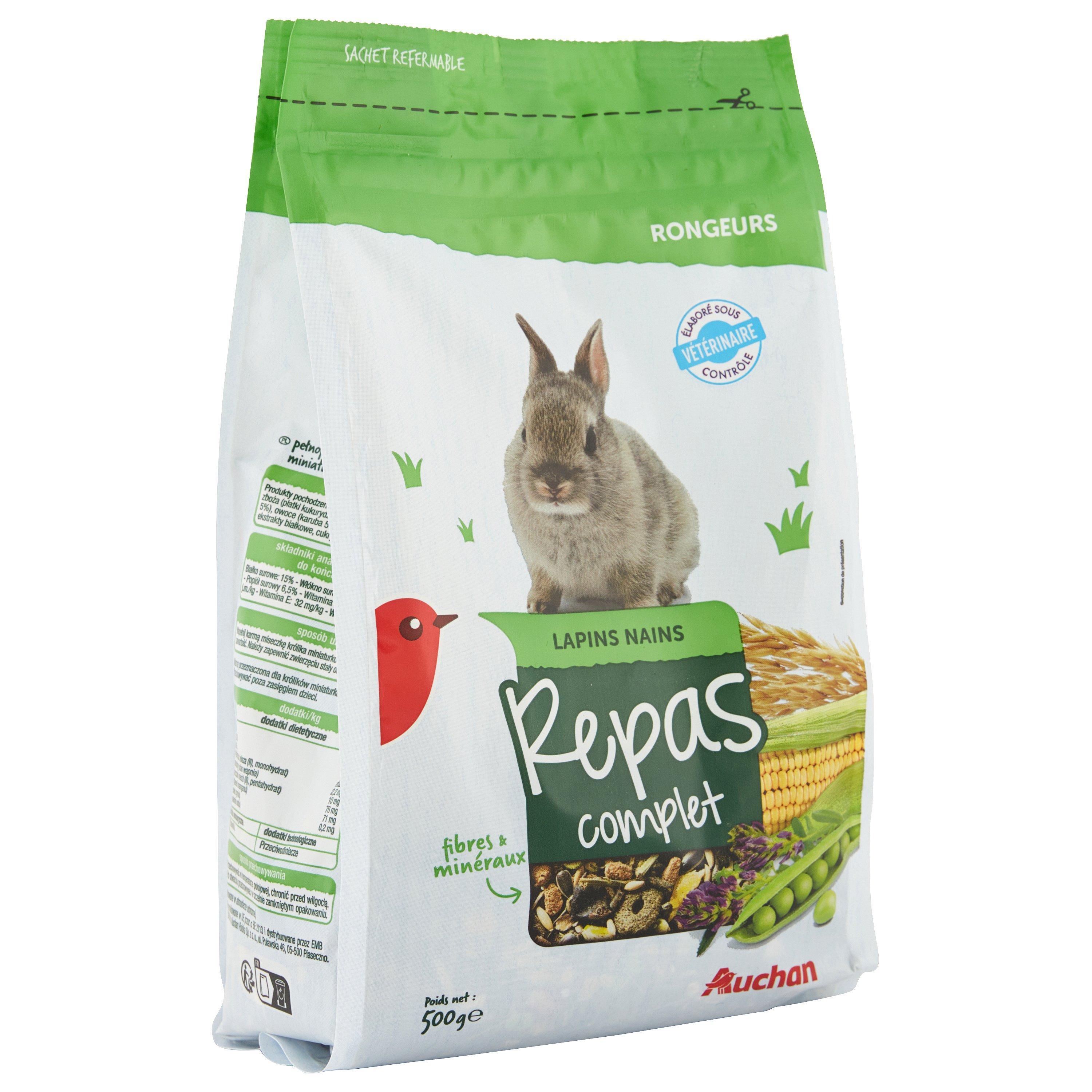 Voir la diapositive 2 : AUCHAN Repas complet pour lapins nains 500g
