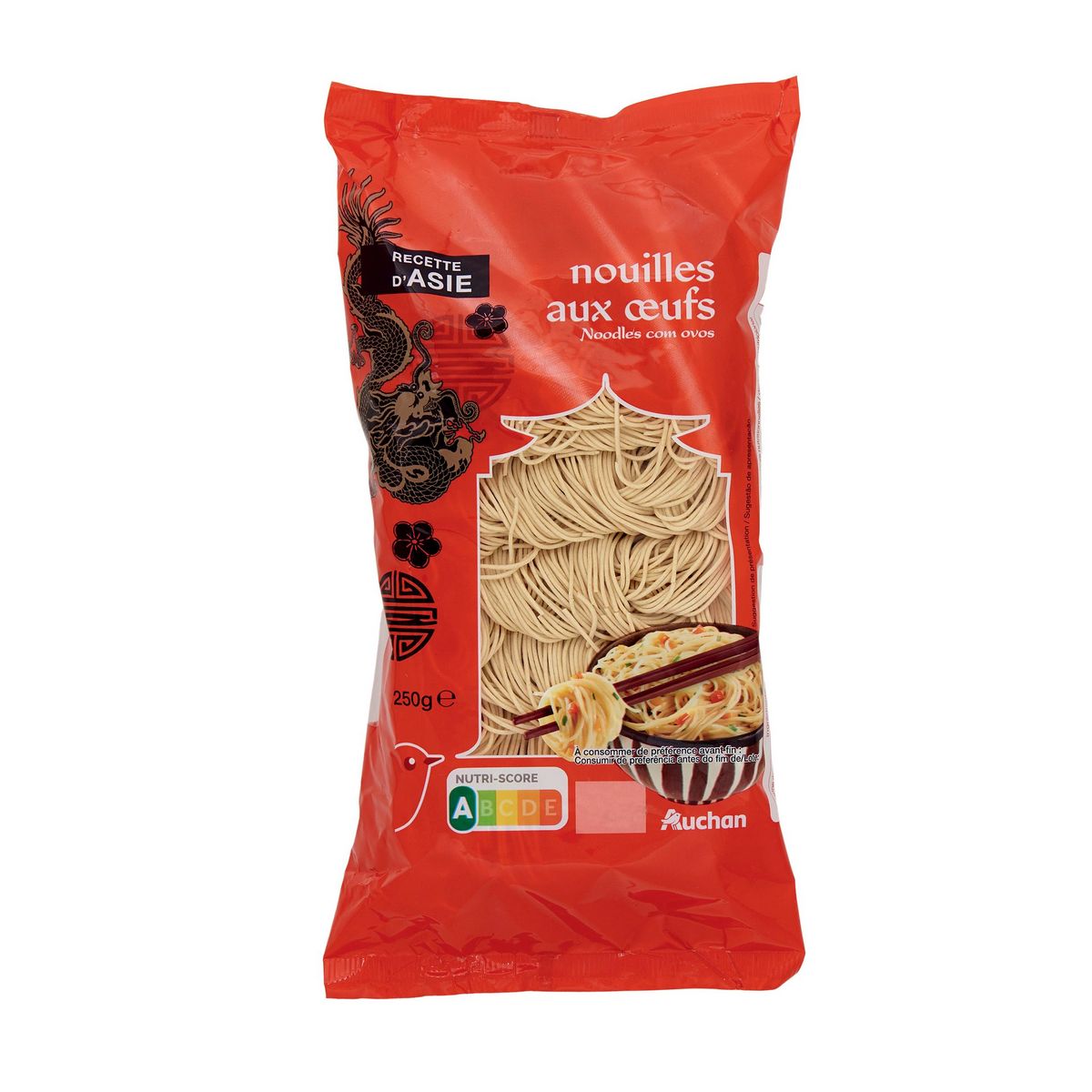 AUCHAN Nouilles chinoises aux œufs 3 personnes 250g