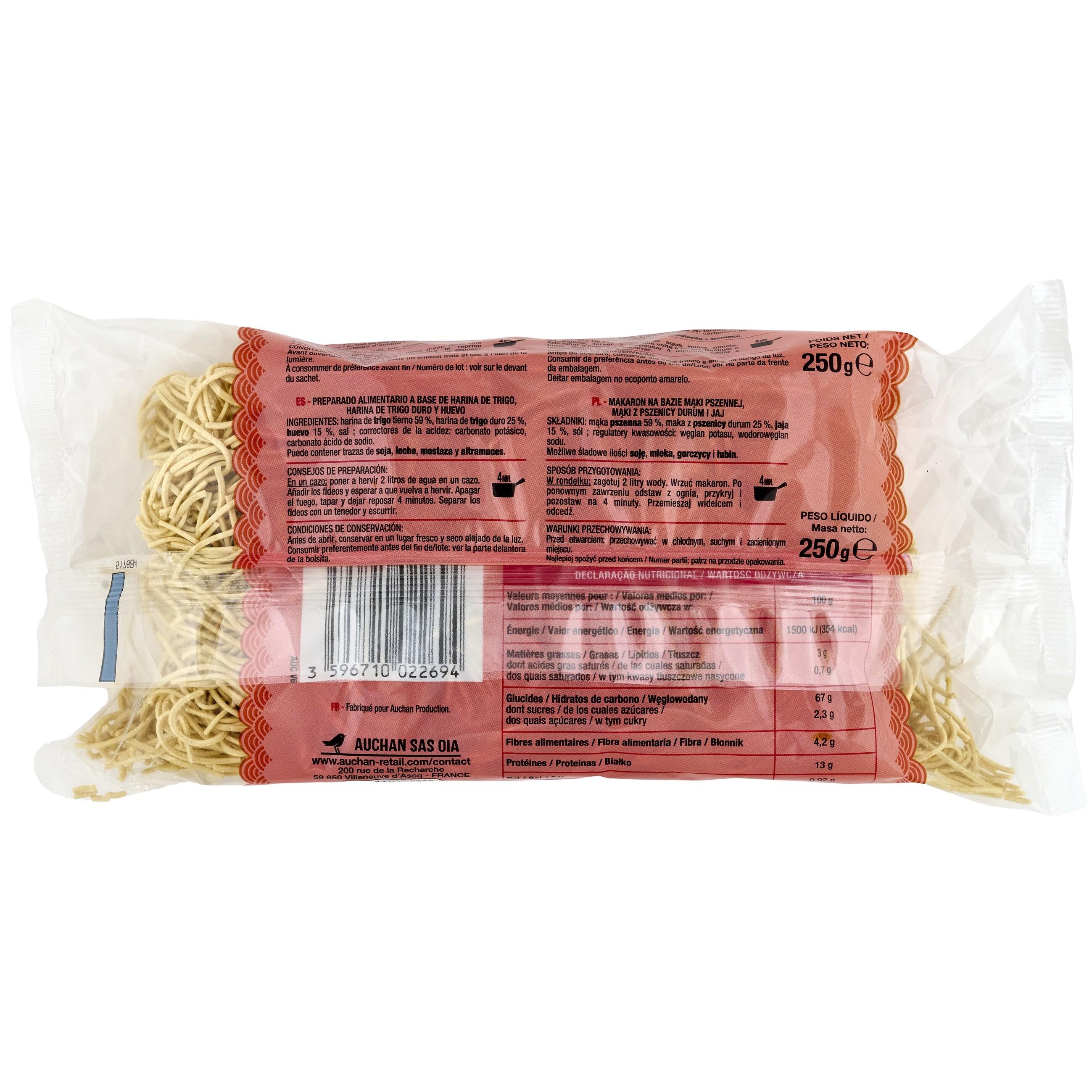 Voir la diapositive 4 : AUCHAN Nouilles chinoises aux œufs 3 personnes 250g