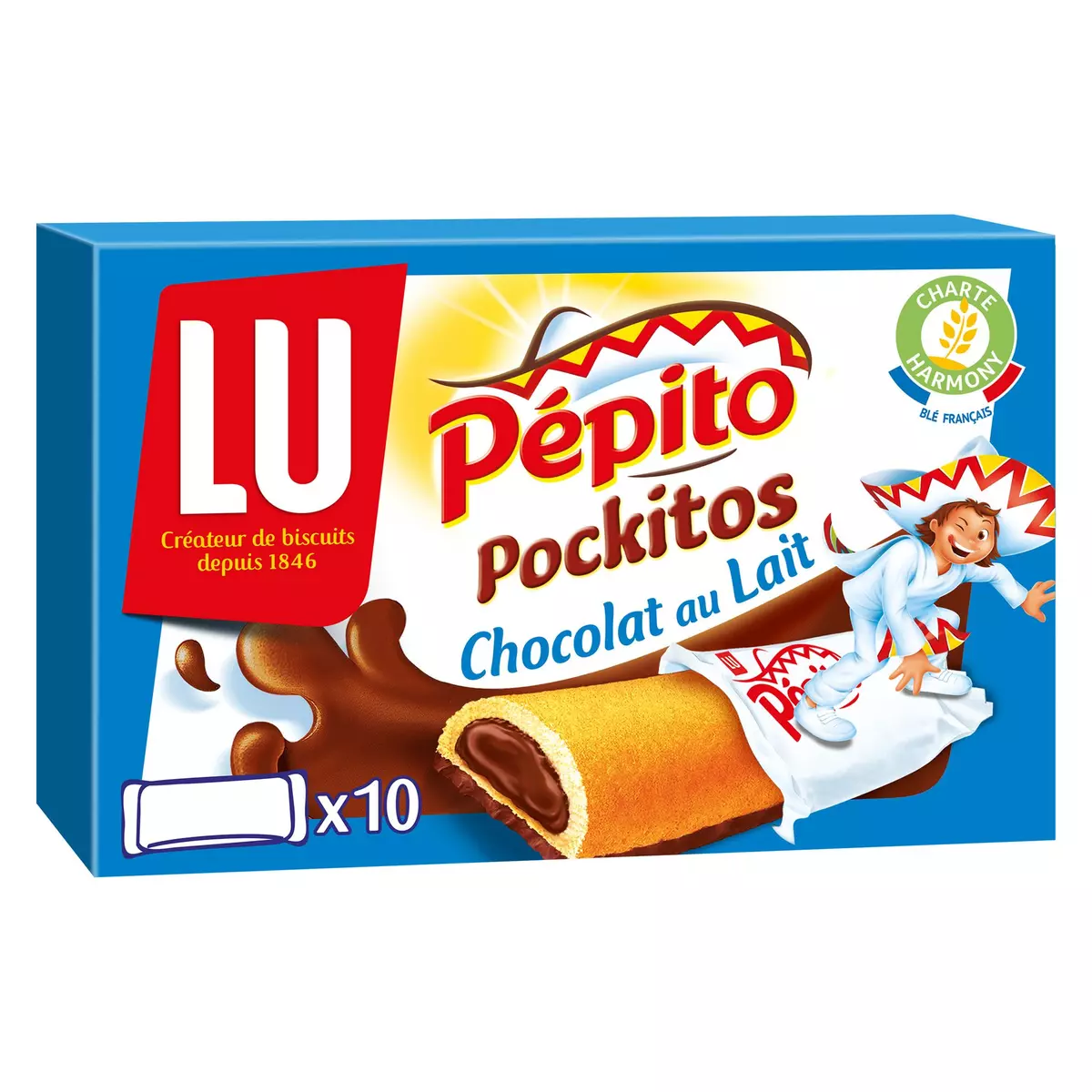 PEPITO Pockitos biscuits barre fourrés au chocolat au lait 10 biscuits 295g