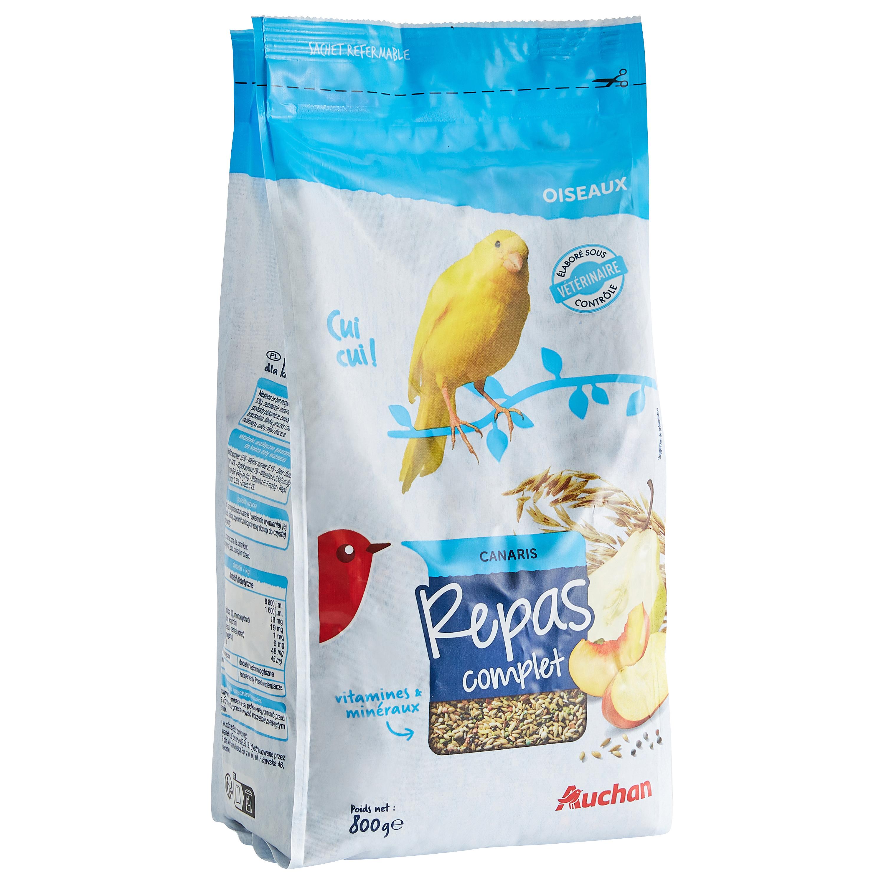 Voir la diapositive 2 : AUCHAN Repas complet graines pour canaris 800g
