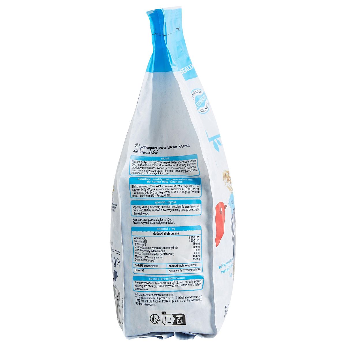 AUCHAN Repas complet graines pour canaris 800g