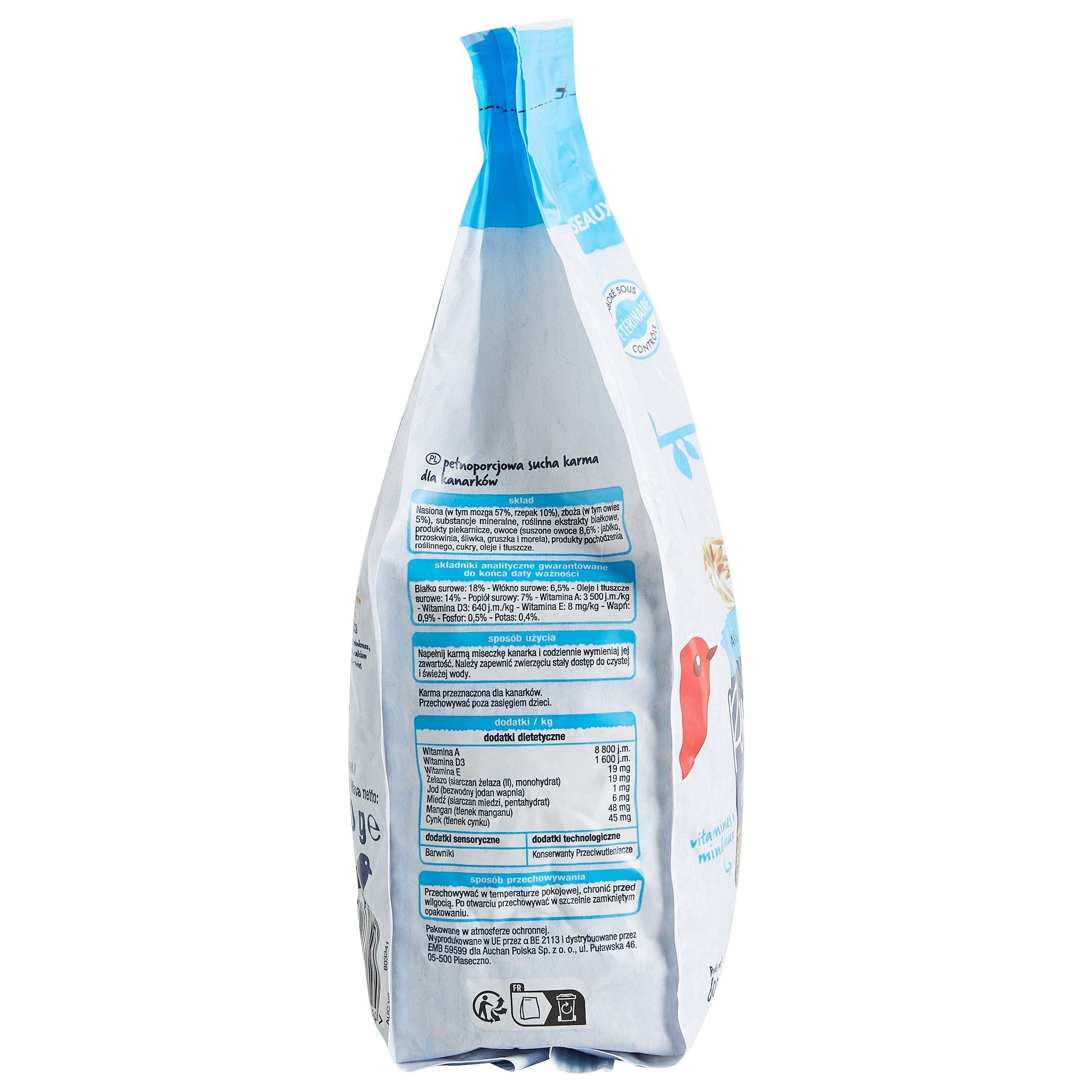 Voir la diapositive 4 : AUCHAN Repas complet graines pour canaris 800g