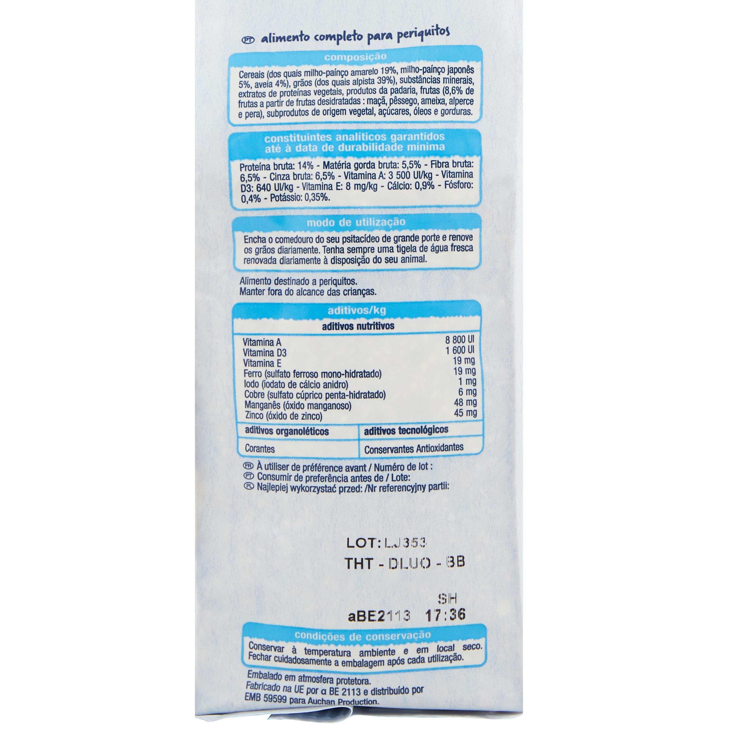 Voir la diapositive 3 : AUCHAN Graines pour perruches 800g