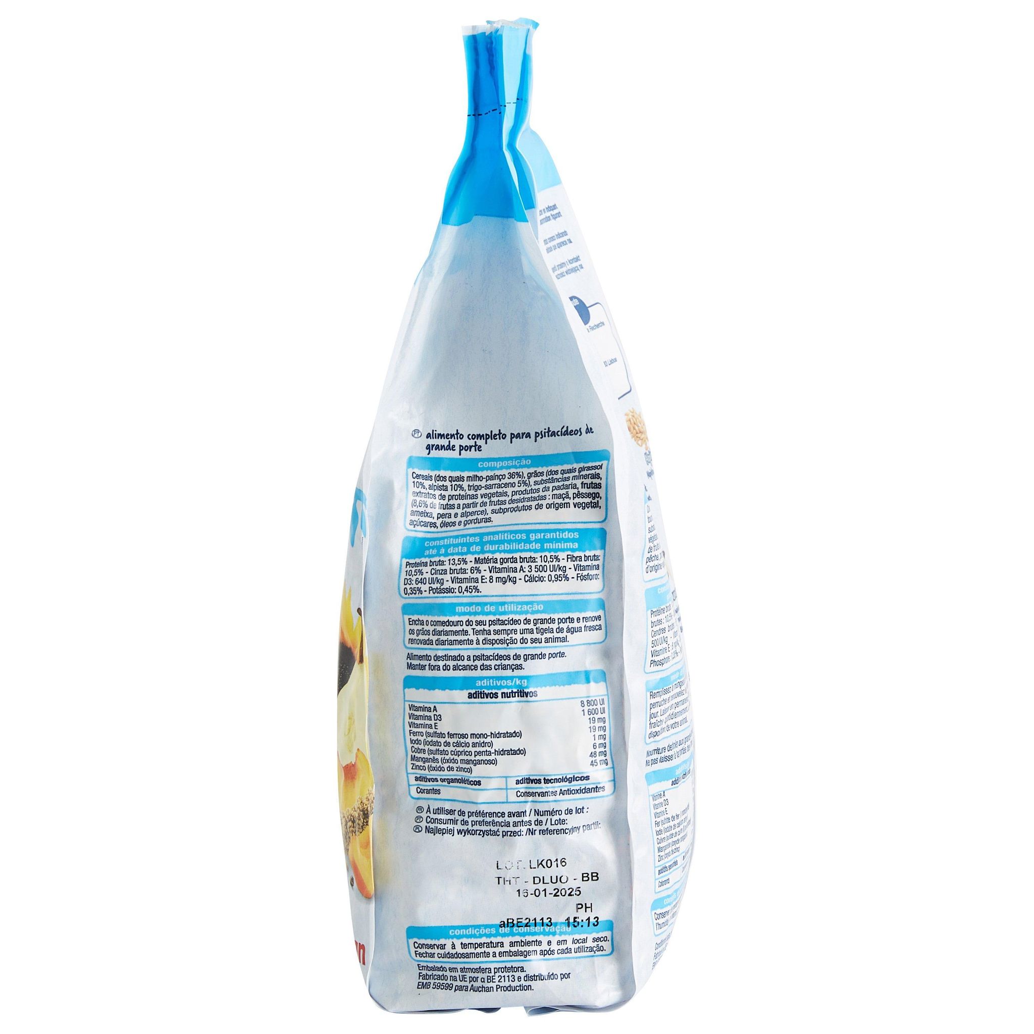 Voir la diapositive 5 : AUCHAN Repas complet graines pour grandes perruches 800g