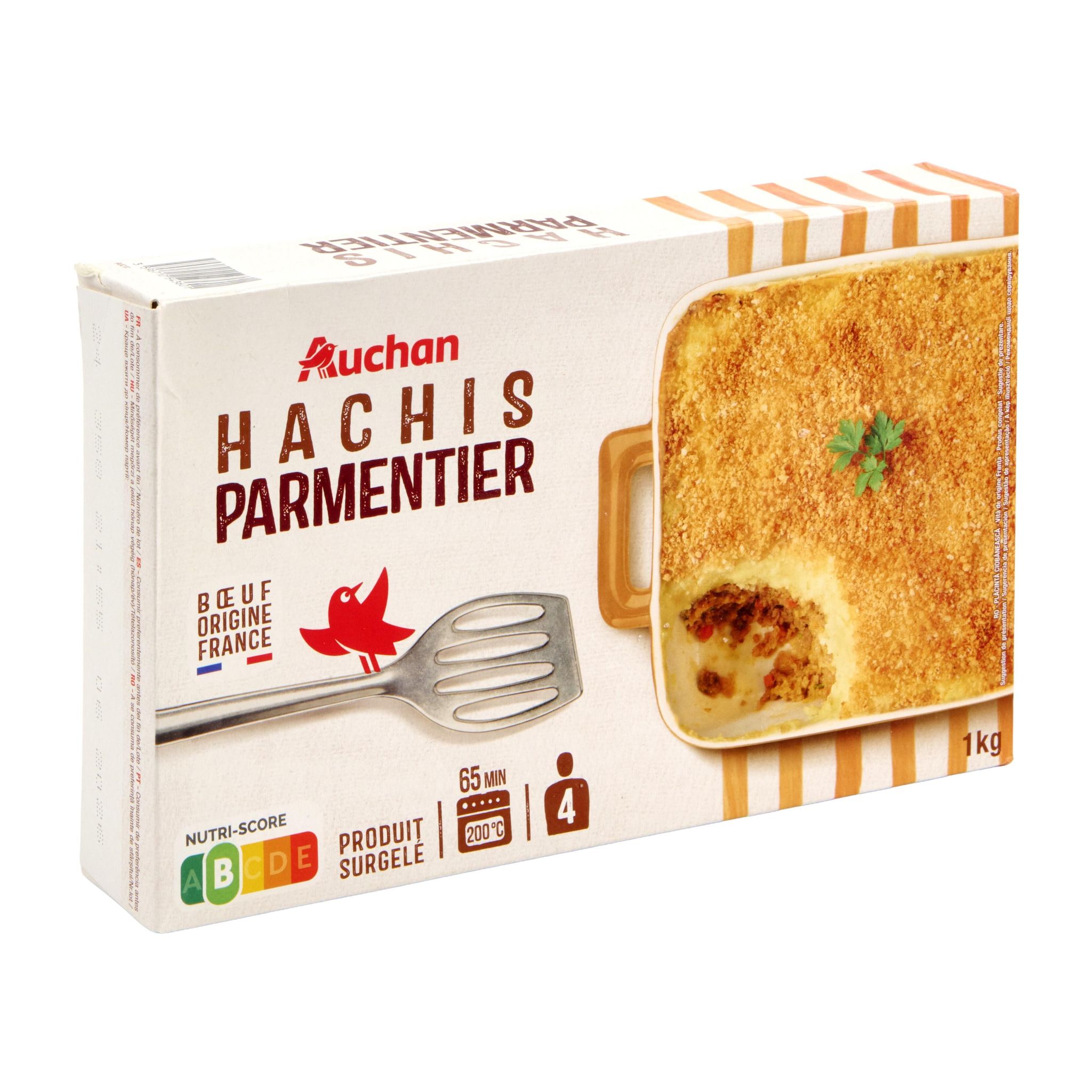 Voir la diapositive 2 : AUCHAN Hachis parmentier 4 portions 1kg