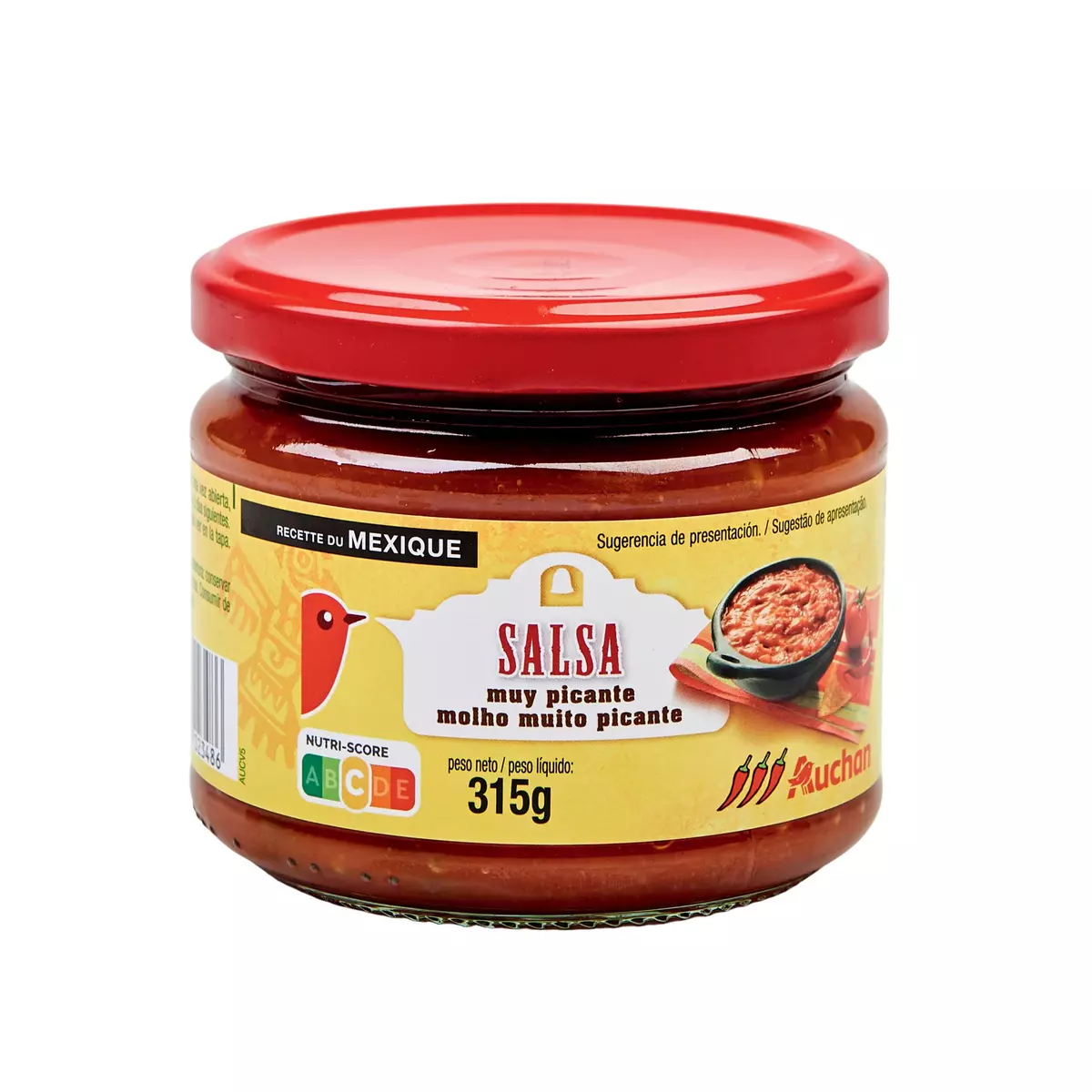 AUCHAN Sauce salsa hot très piquante 315g