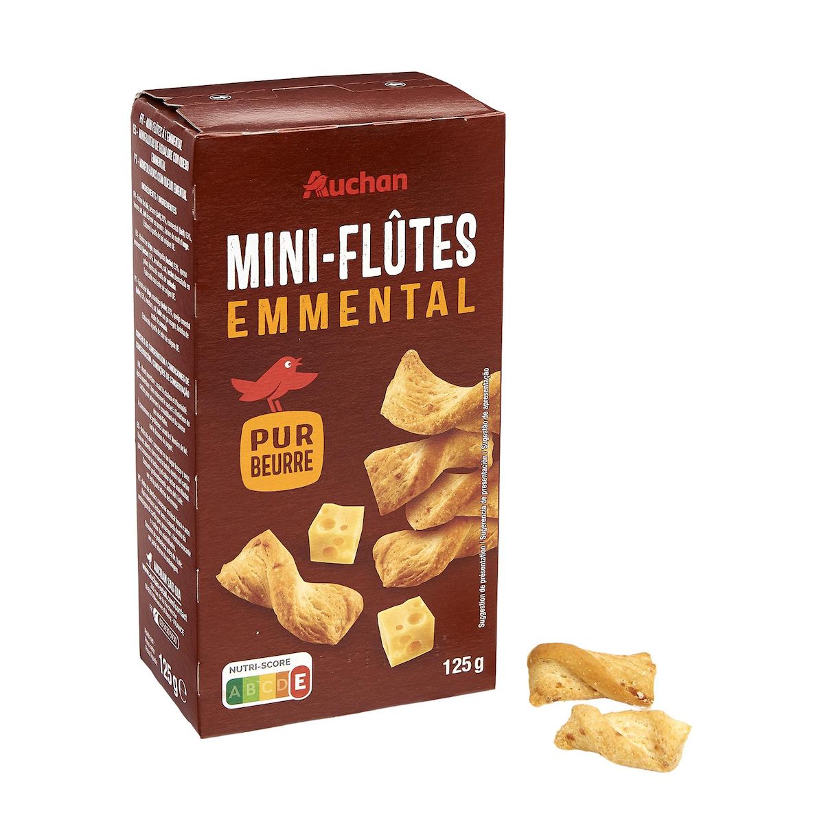 AUCHAN Mini flûtes emmental 125g
