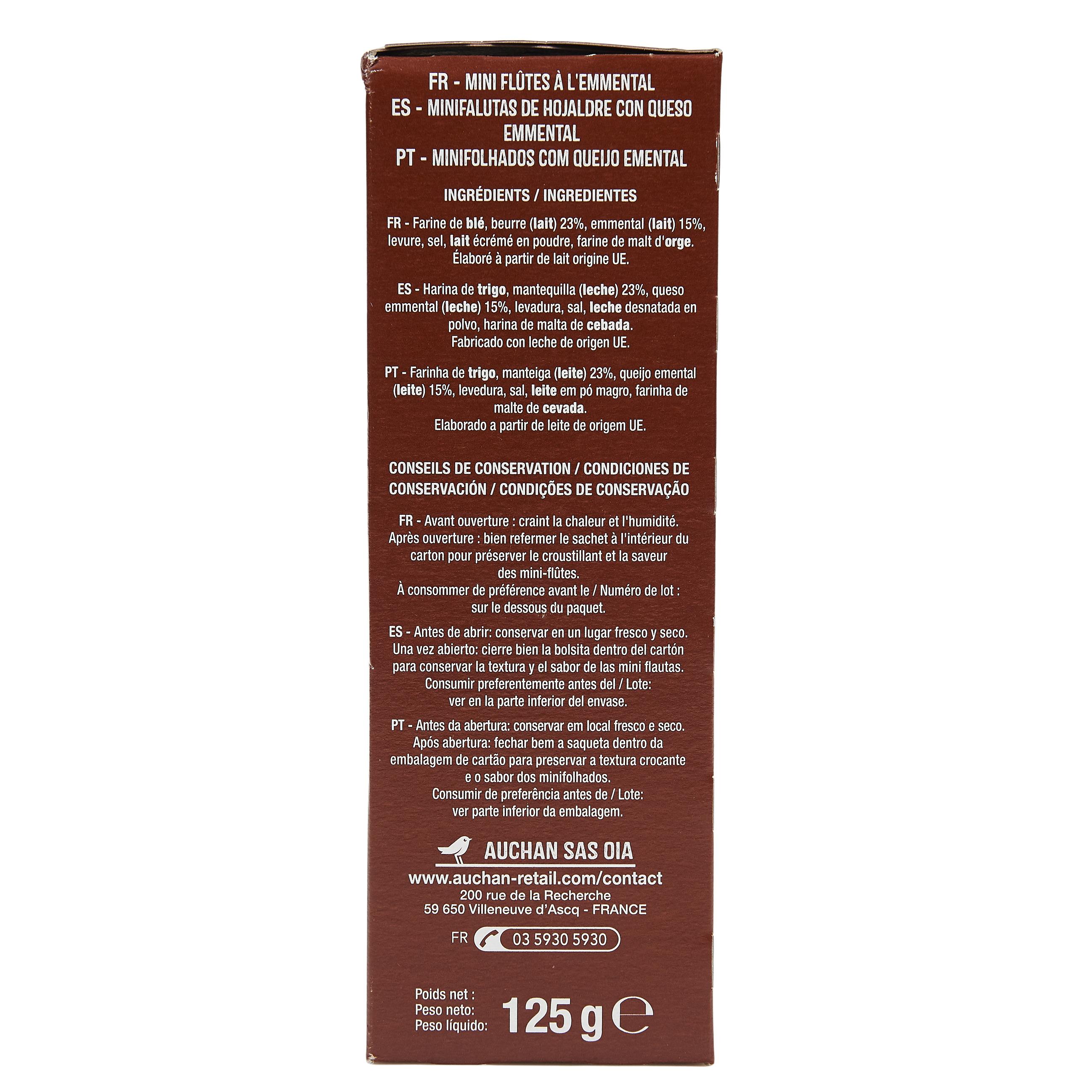 Voir la diapositive 3 : AUCHAN Mini flûtes emmental 125g