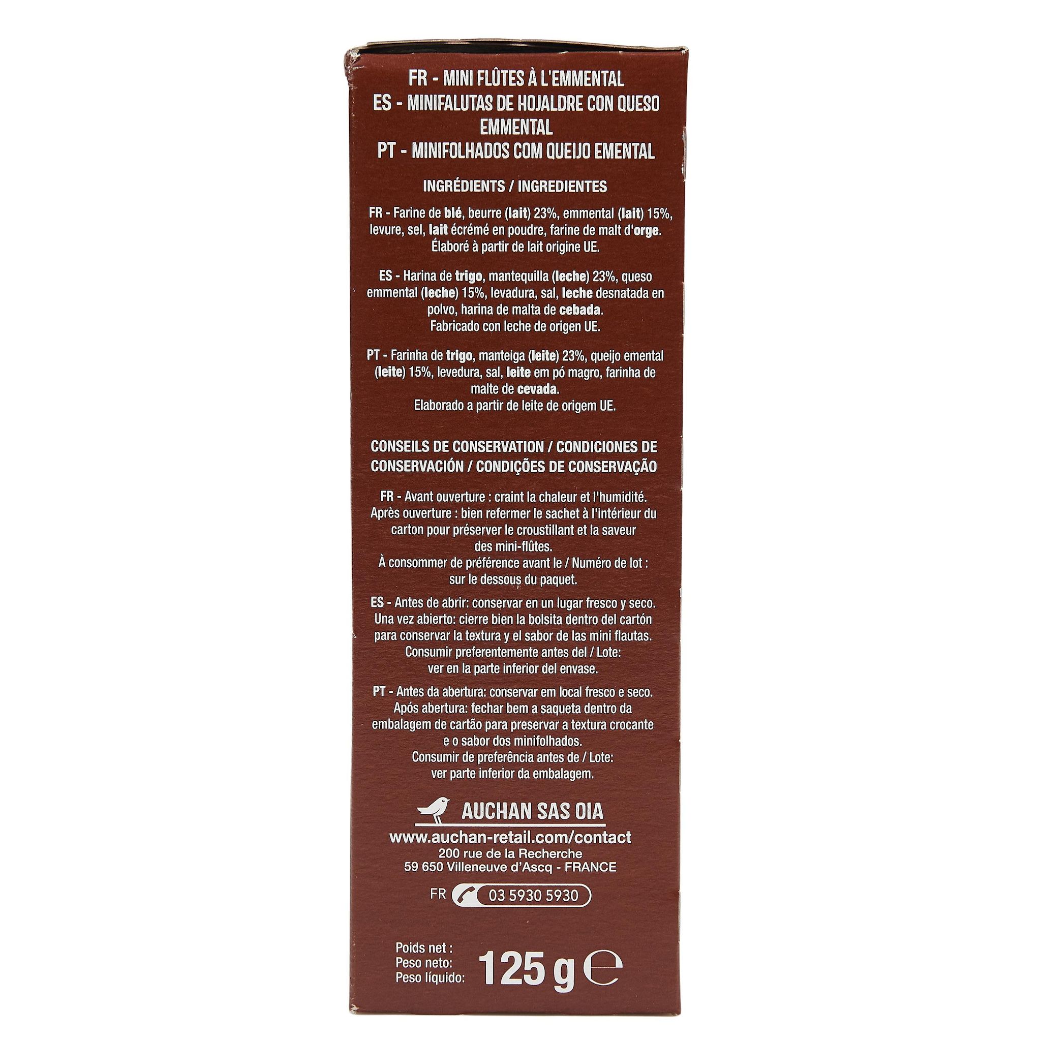 Voir la diapositive 4 : AUCHAN Mini flûtes emmental 125g