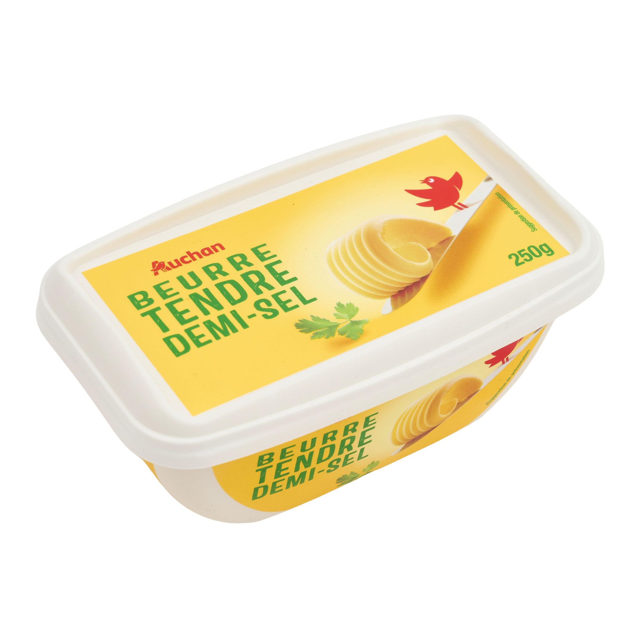 Voir la diapositive 3 : AUCHAN Beurre tendre demi sel 80%MG 250g