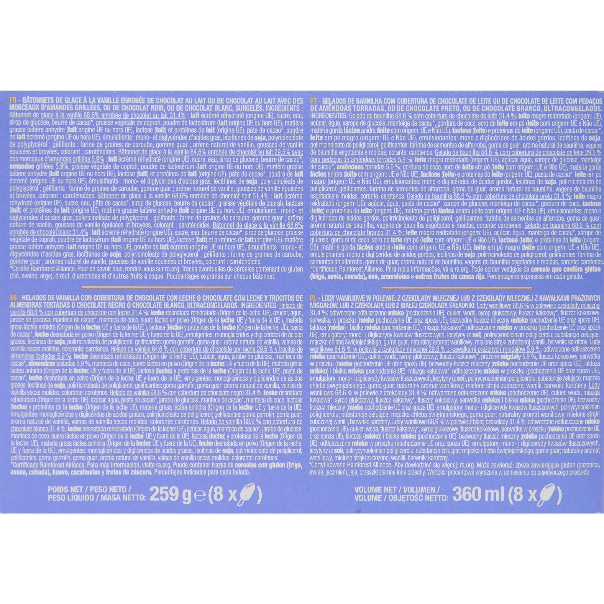 Voir la diapositive 6 : AUCHAN Assortiment de mini bâtonnets glacés 8 pièces 258g