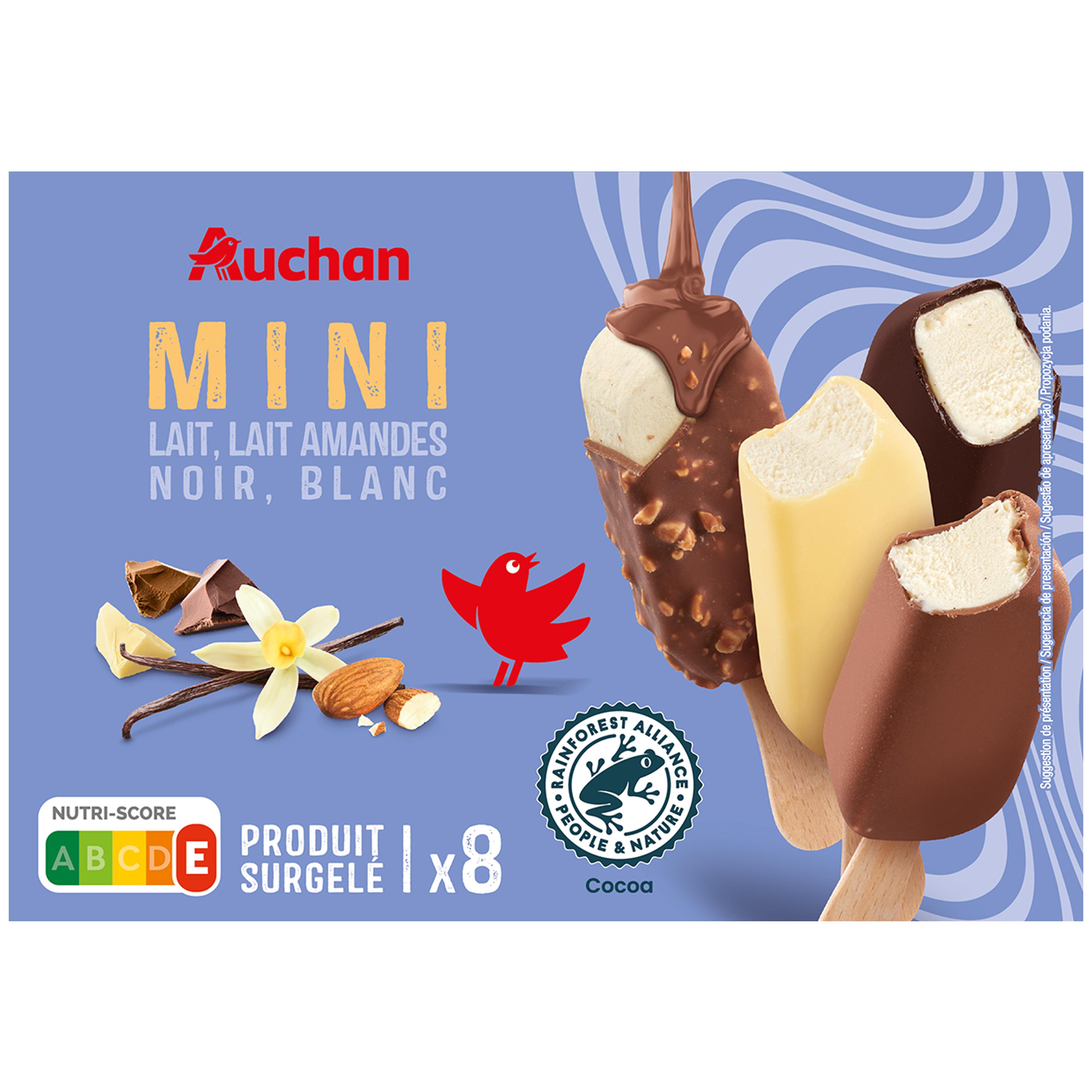 Voir la diapositive 5 : AUCHAN Assortiment de mini bâtonnets glacés 8 pièces 258g