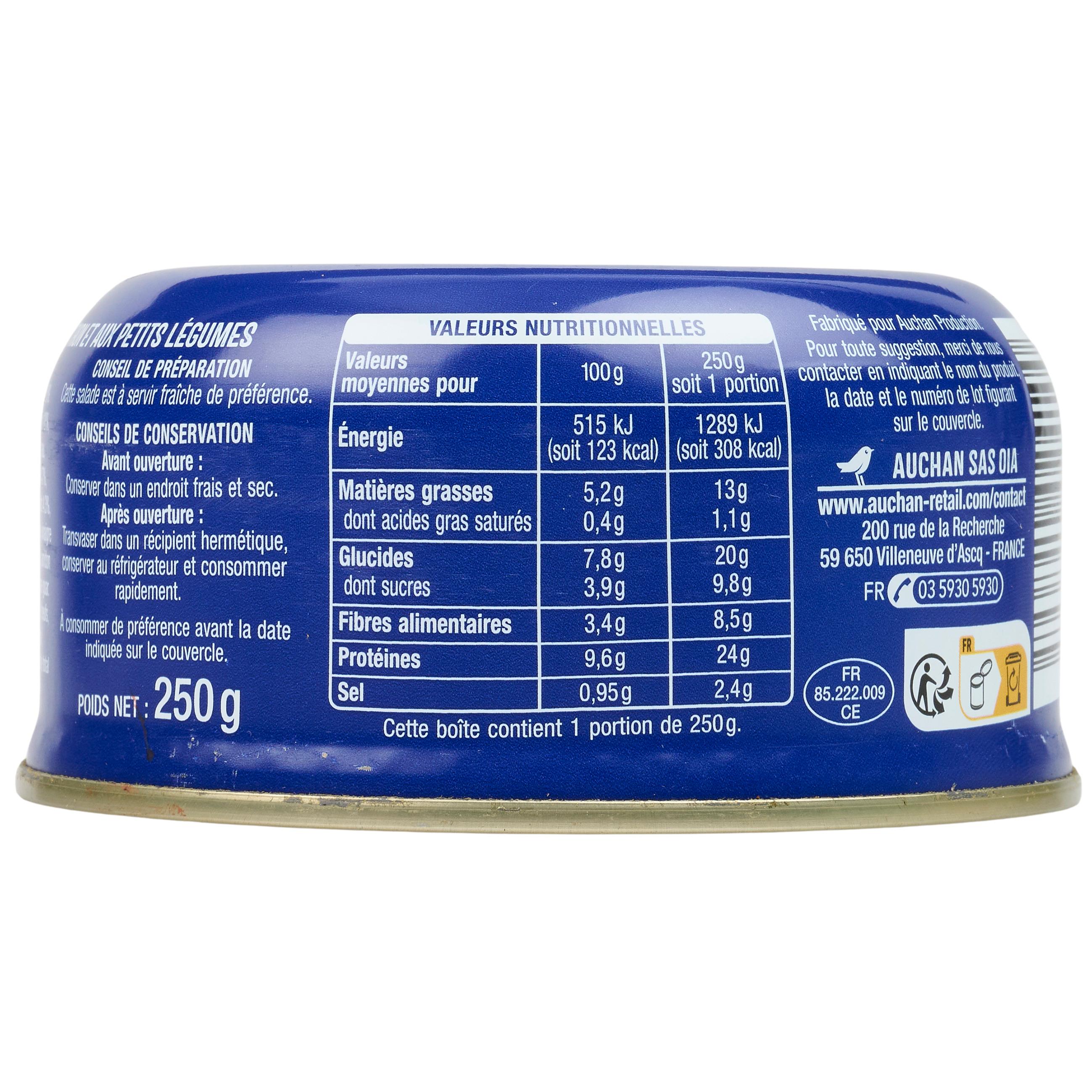 Voir la diapositive 2 : AUCHAN Salade mexicaine au thon 250g