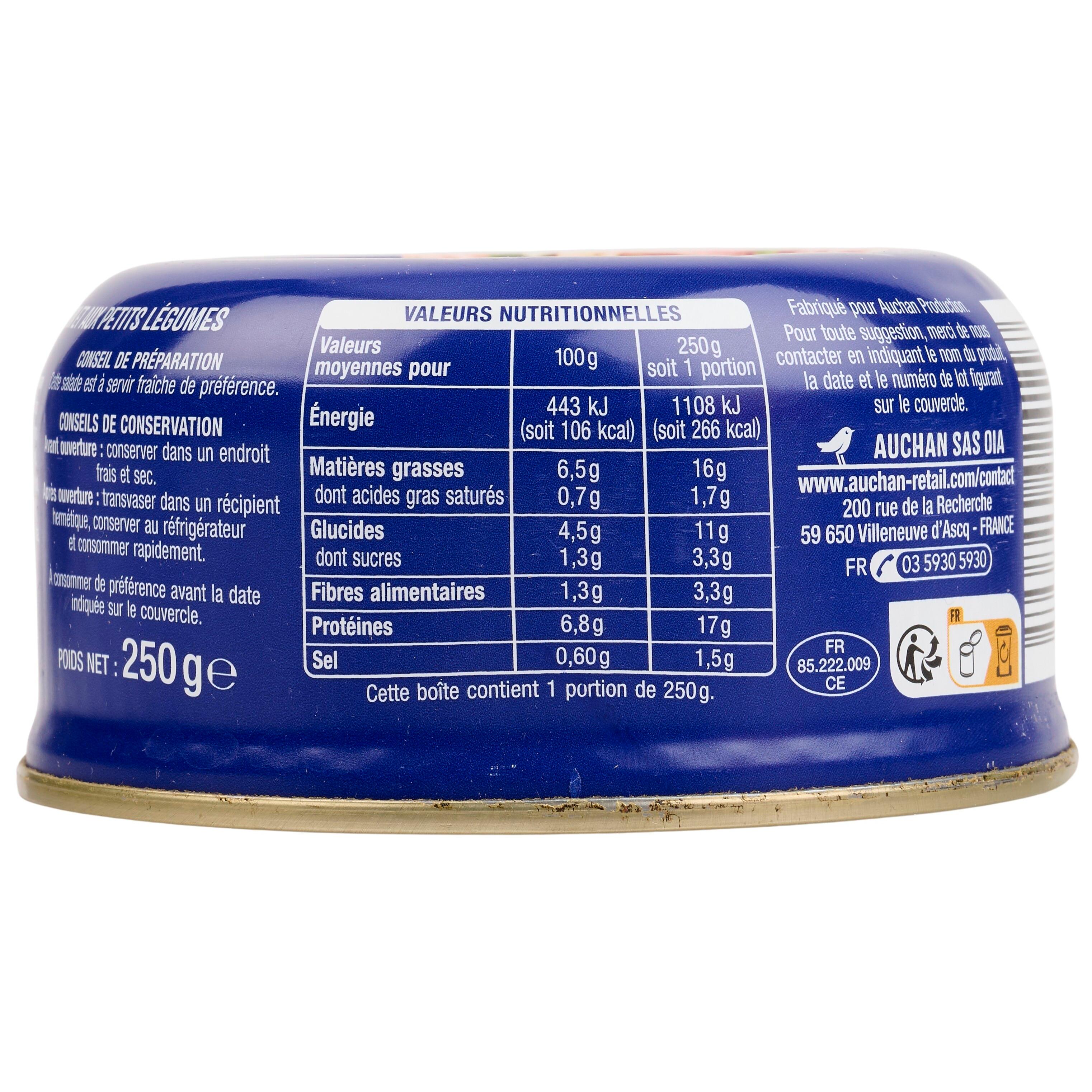 Voir la diapositive 2 : AUCHAN Salade niçoise au thon 250g