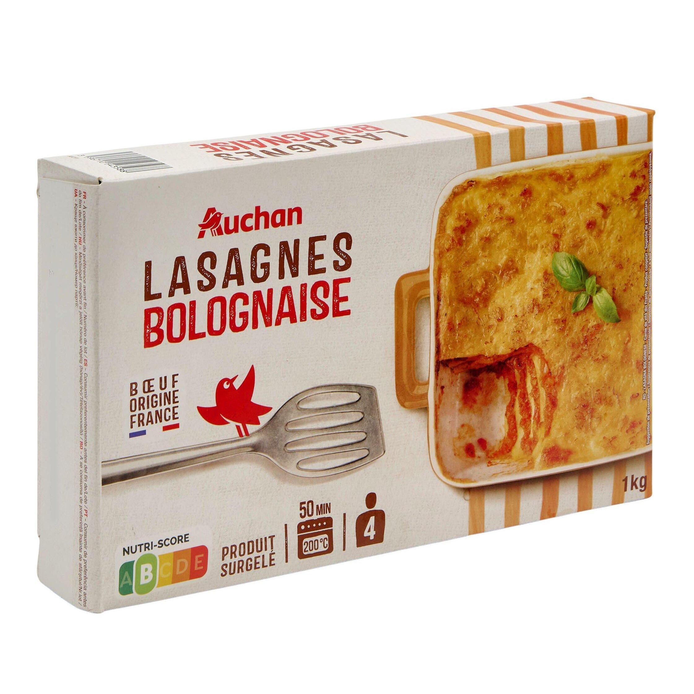 Voir la diapositive 2 : AUCHAN Lasagnes à la bolognaise 4 portions 1kg