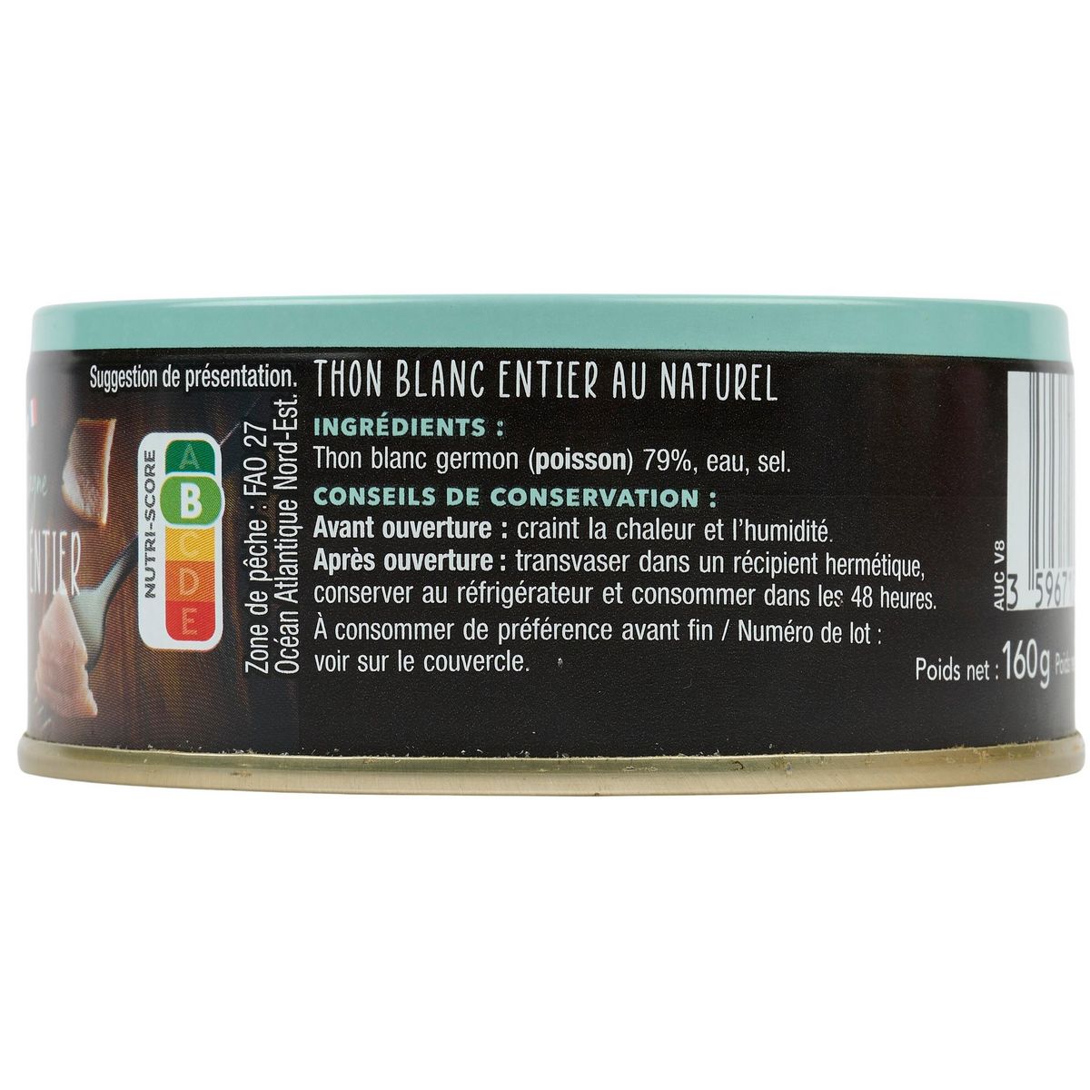 AUCHAN TERROIR Thon blanc entier au naturel 112g