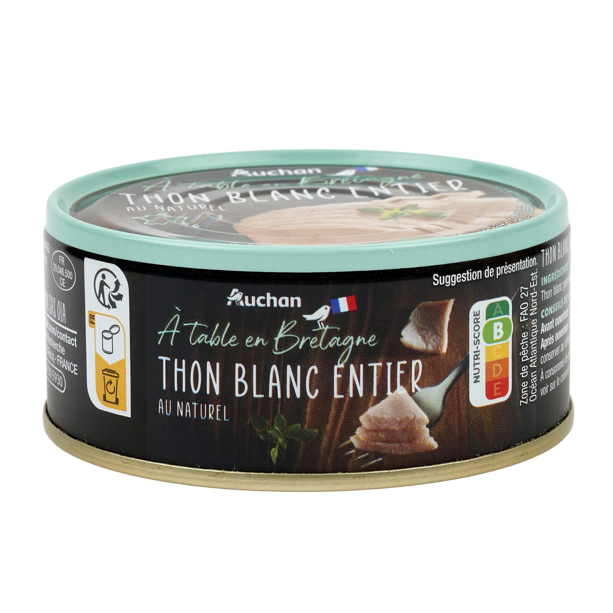 Voir la diapositive 4 : AUCHAN TERROIR Thon blanc entier au naturel 112g